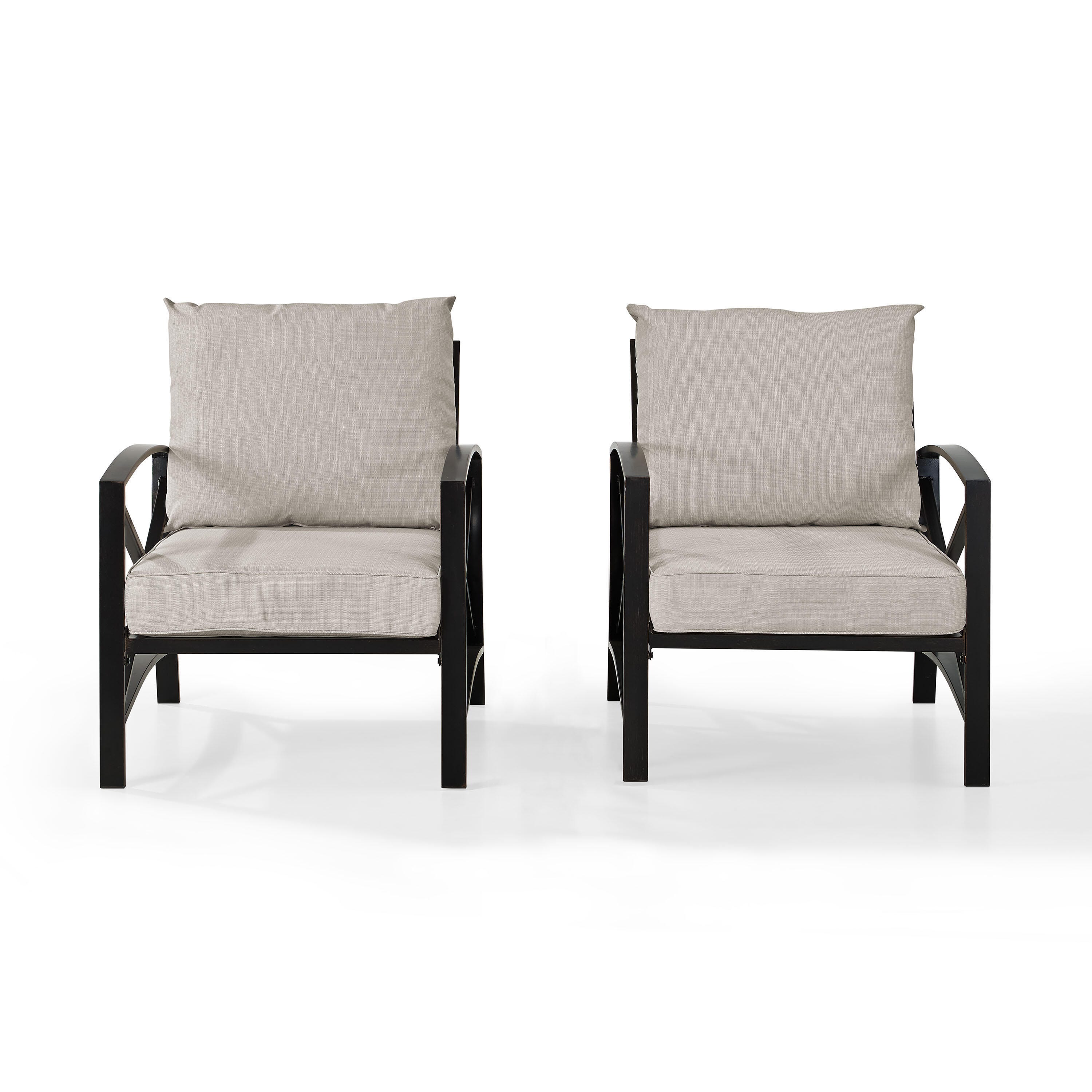Crosley Furniture Kaplan Outdoor Lounge Chair (Set of 2), Oatmeal, large