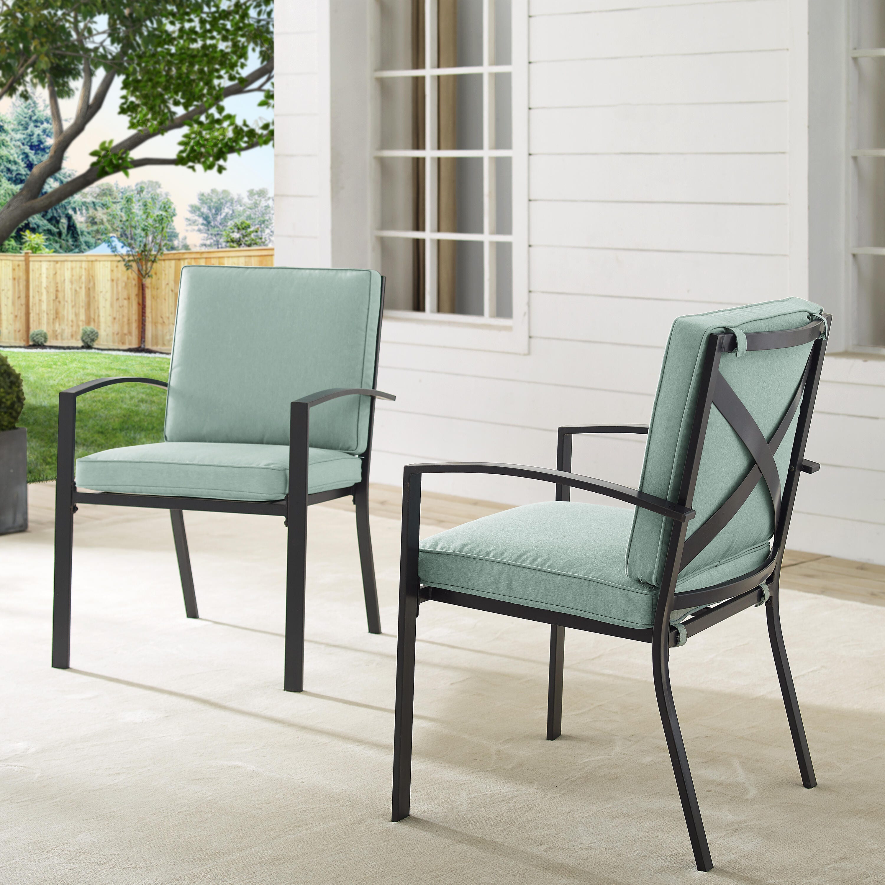 Crosley Furniture Kaplan Outdoor Dining Chair (Set of 2), Mist, large