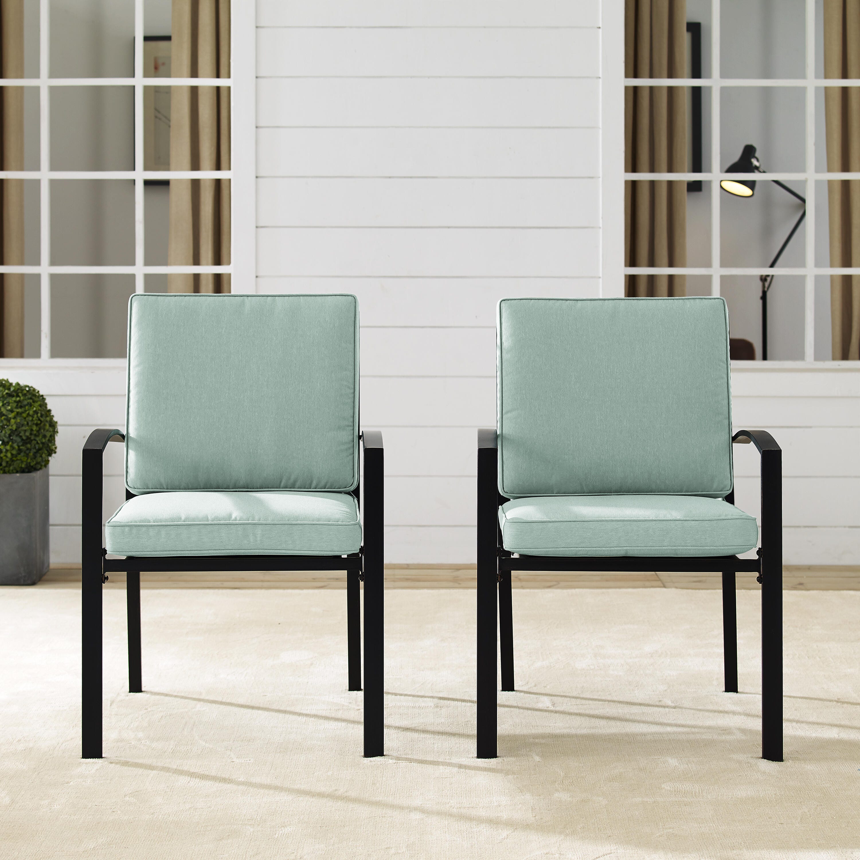 Crosley Furniture Kaplan Outdoor Dining Chair (Set of 2), Mist, large