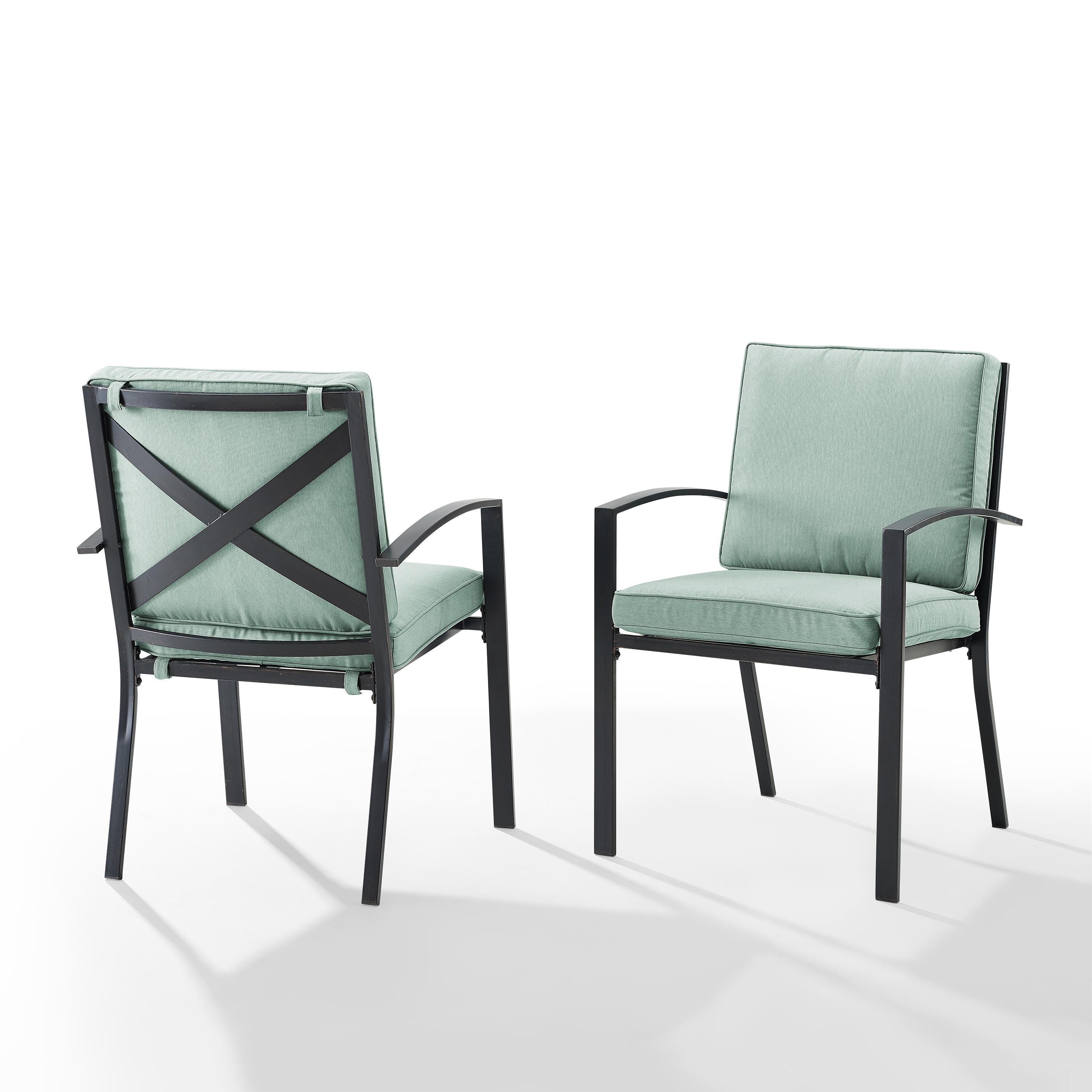 Crosley Furniture Kaplan Outdoor Dining Chair (Set of 2), Mist, large
