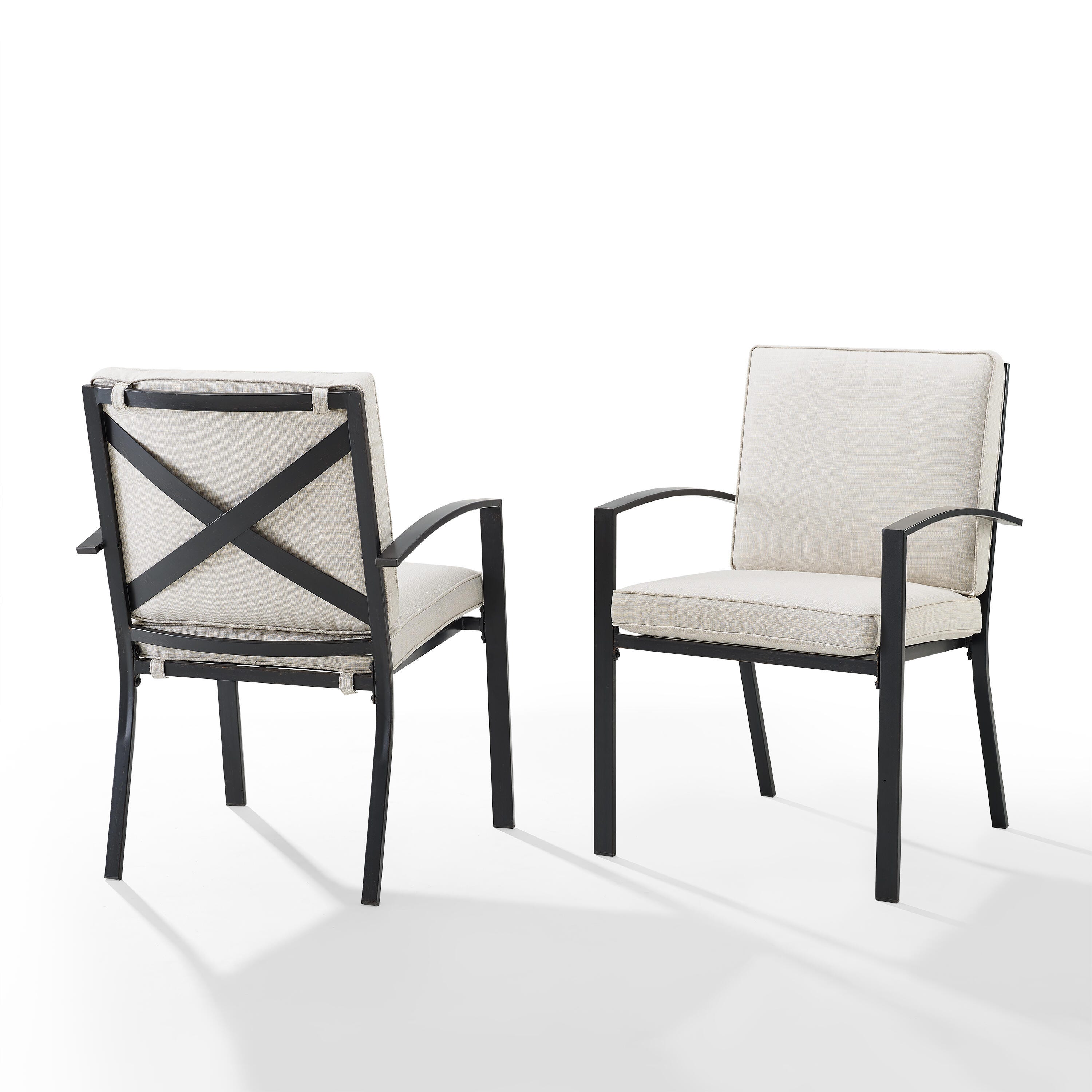Crosley Furniture Kaplan Outdoor Dining Chair (Set of 2), Oatmeal, large