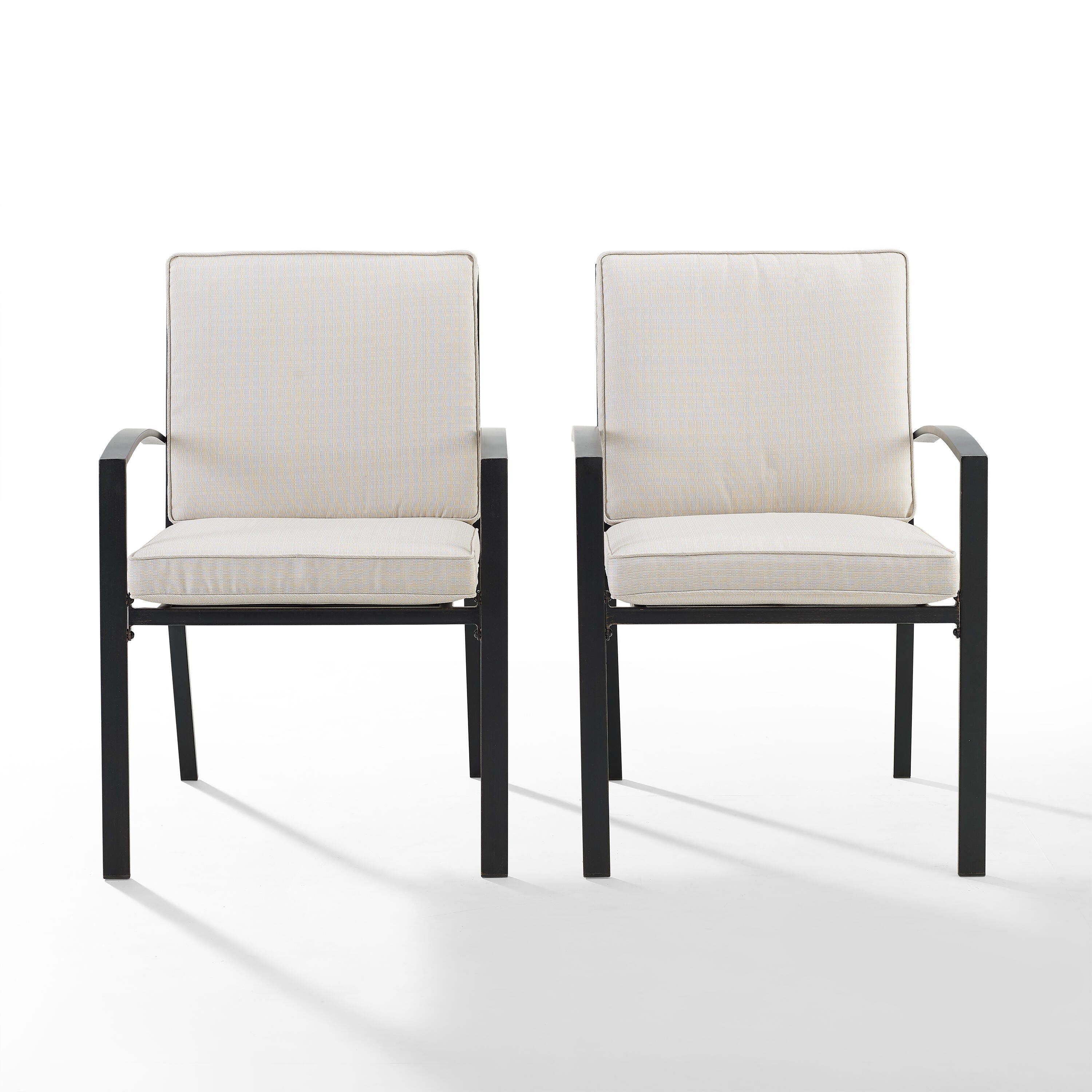 Crosley Furniture Kaplan Outdoor Dining Chair (Set of 2), Oatmeal, large