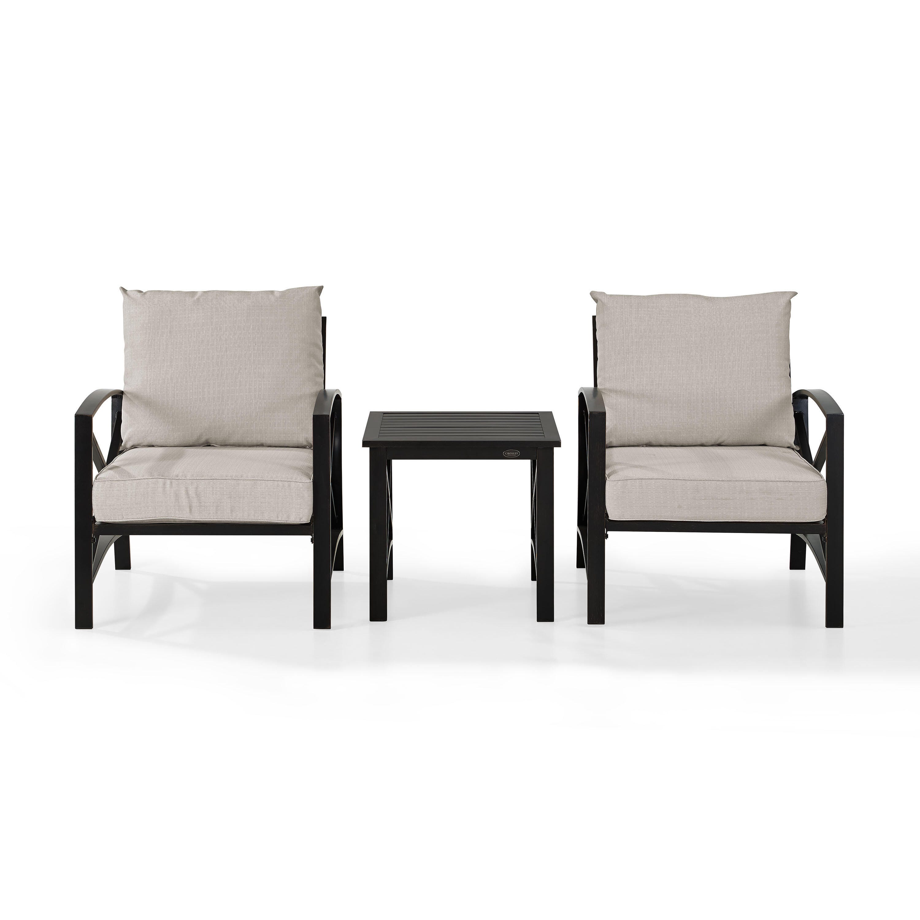 Crosley Furniture Kaplan Outdoor Side Table and 2 Lounge Chairs, , large