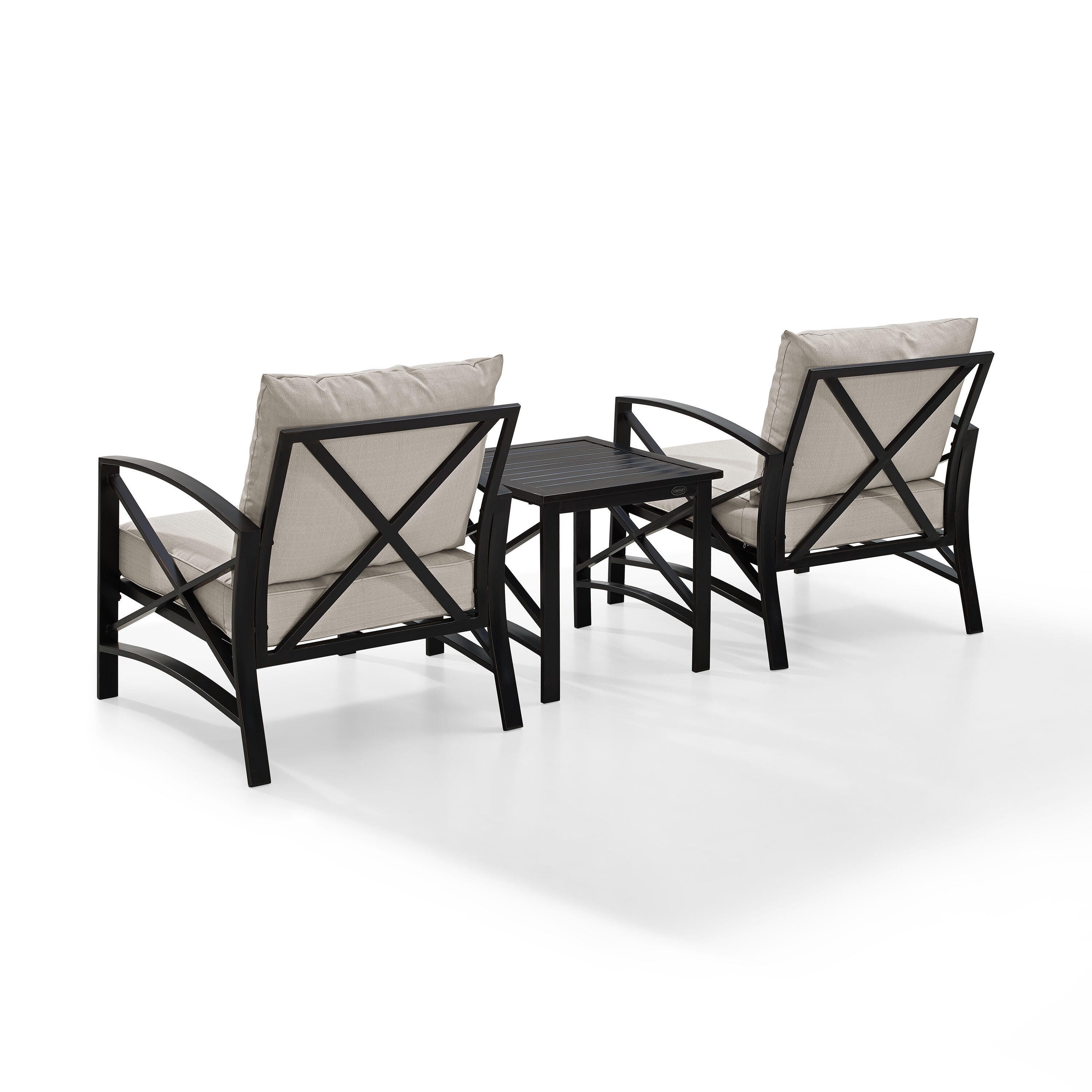 Crosley Furniture Kaplan Outdoor Side Table and 2 Lounge Chairs, , large