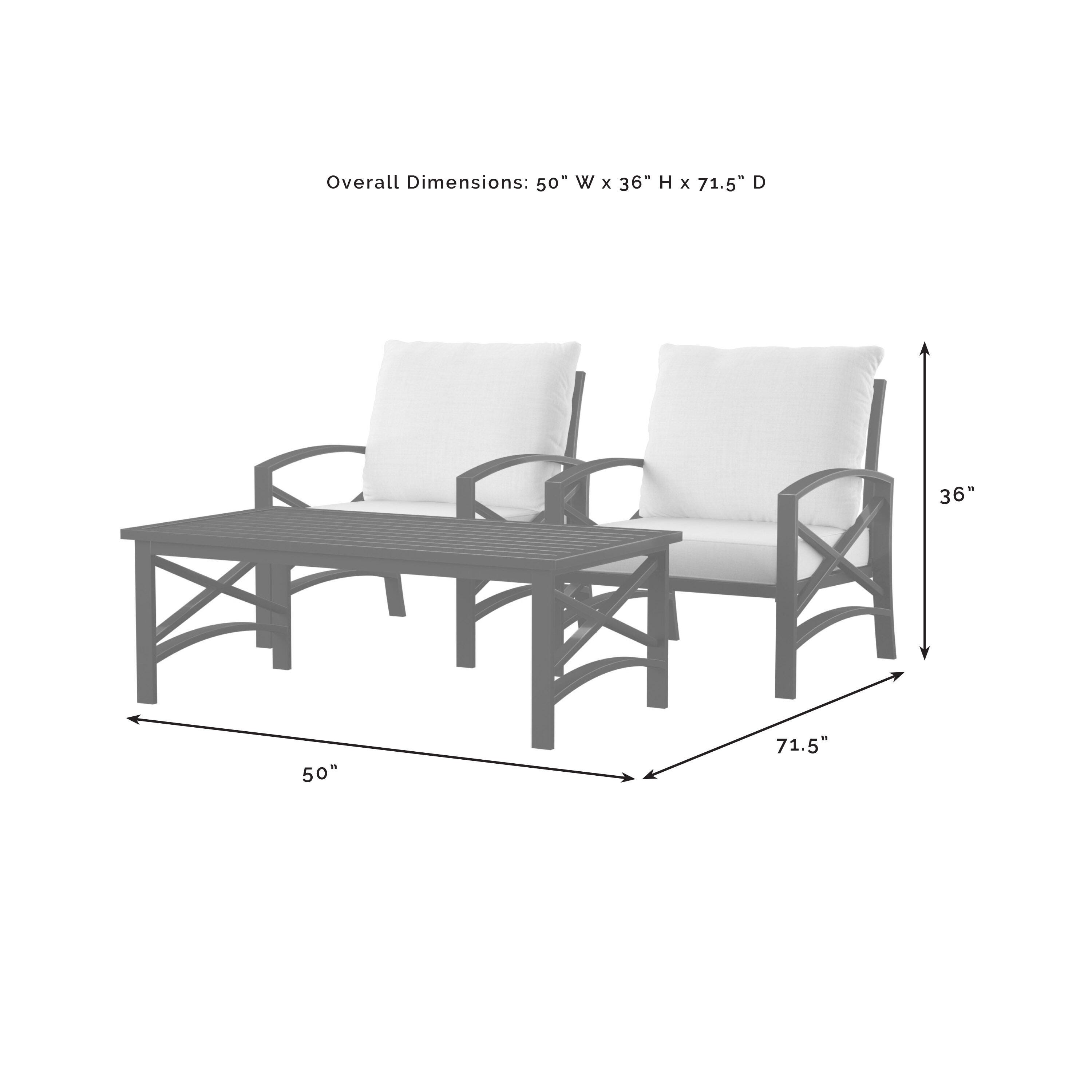 Crosley Furniture Kaplan 3-Piece Outdoor Chair Set, Mist, large