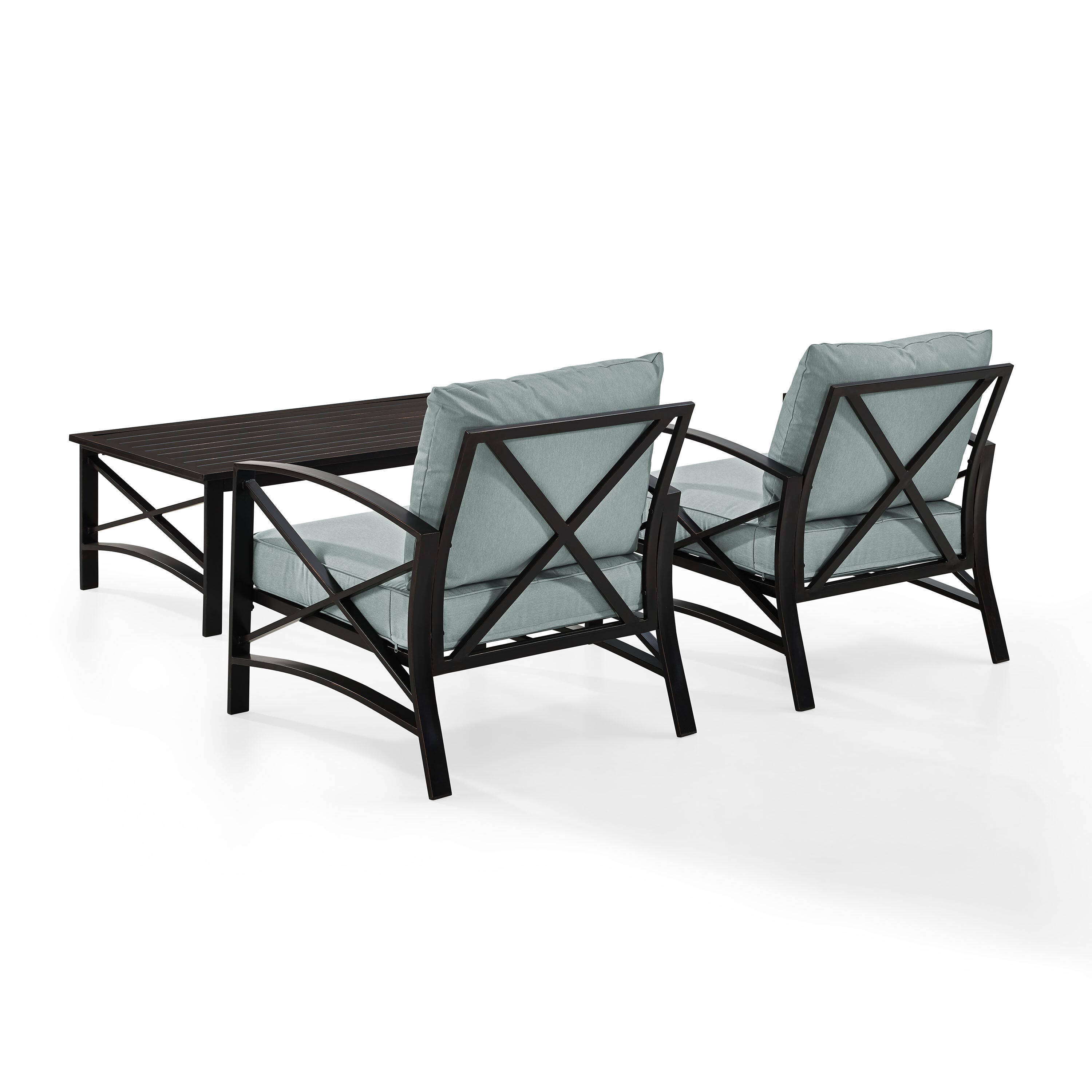 Crosley Furniture Kaplan 3-Piece Outdoor Chair Set, Mist, large
