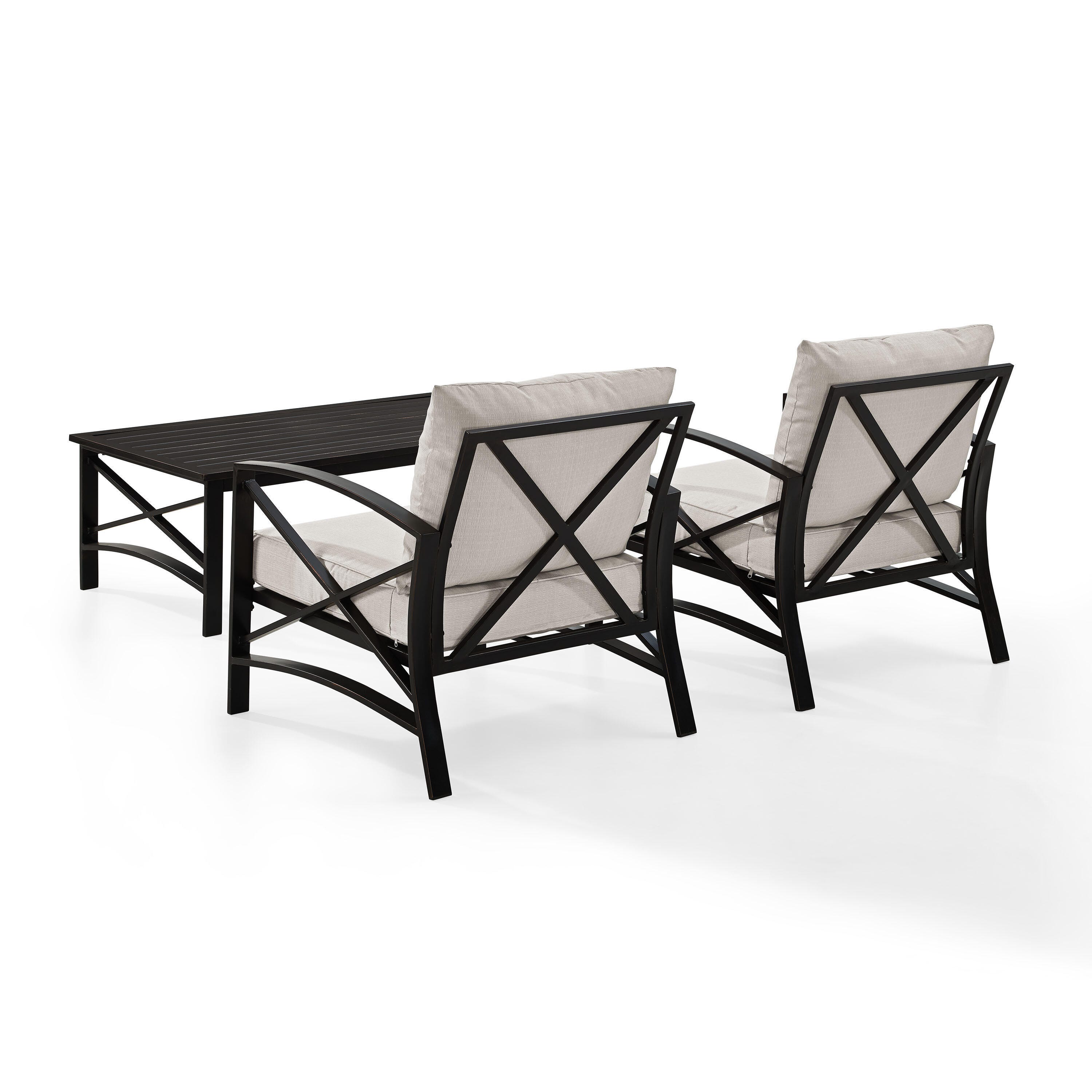 Crosley Furniture Kaplan 3-Piece Outdoor Chair Set, Oatmeal, large