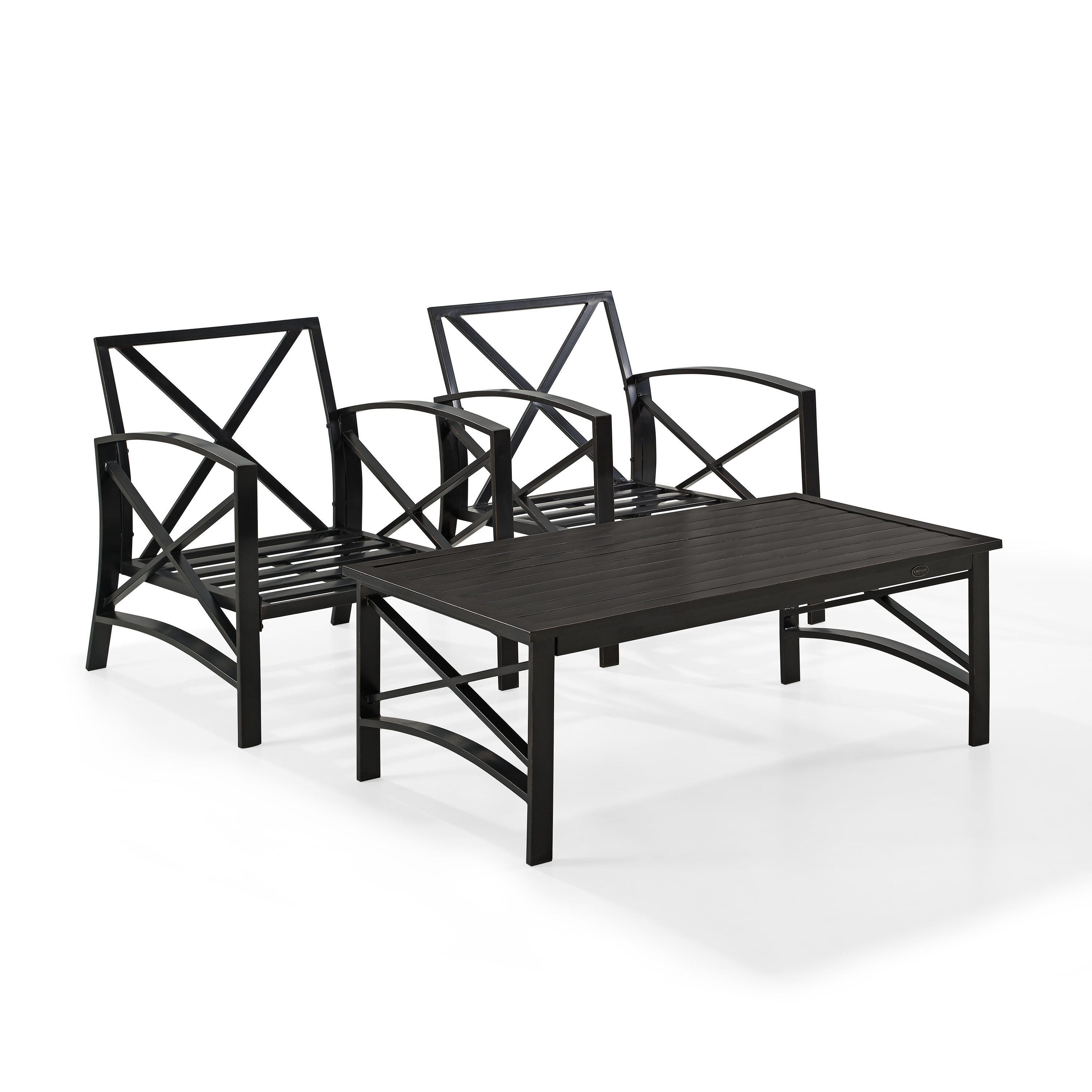 Crosley Furniture Kaplan 3-Piece Outdoor Chair Set, Oatmeal, large