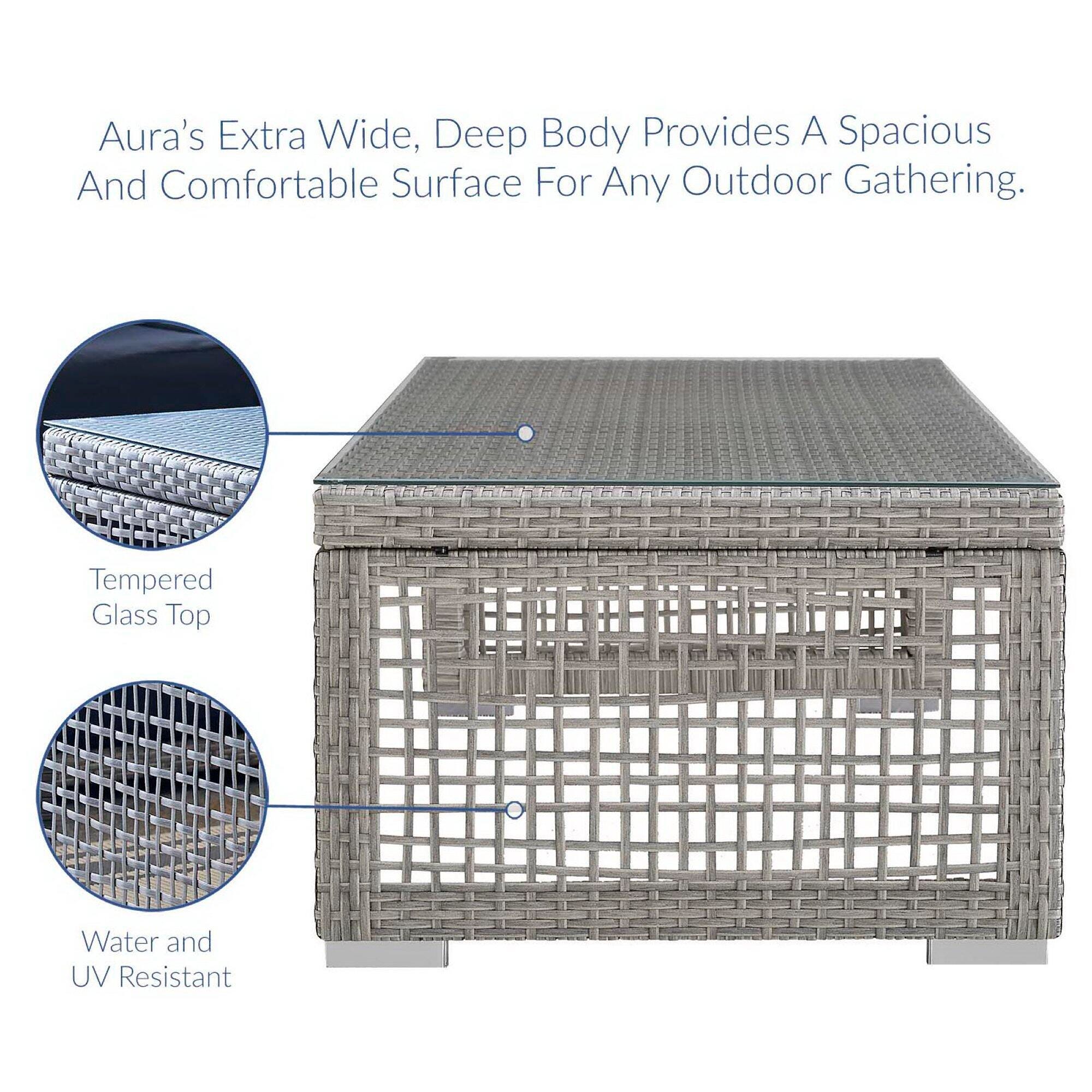 Modway Aura Outdoor Sofa with Loveseat and Coffee Table, , large