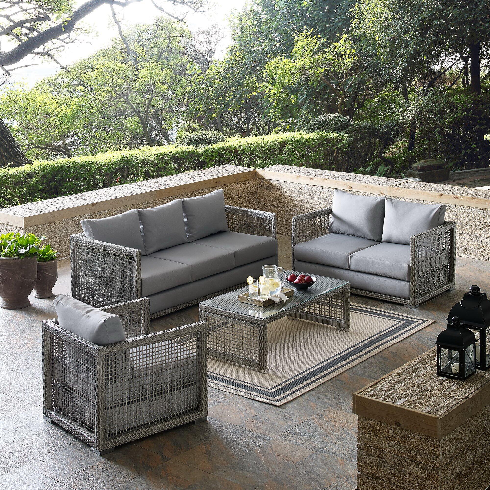 Modway Aura Outdoor Conversation Set with Coffee Table, , rollover