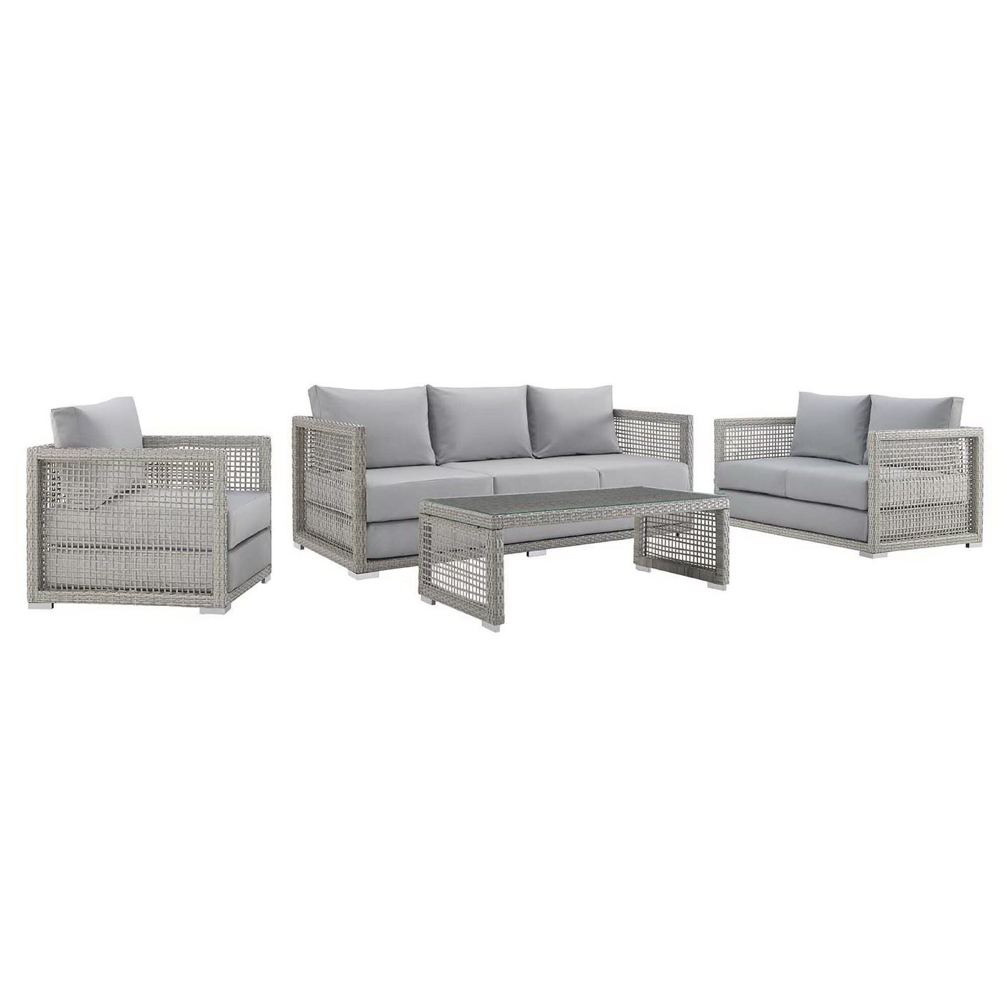 Modway Aura Outdoor Conversation Set with Coffee Table, , large