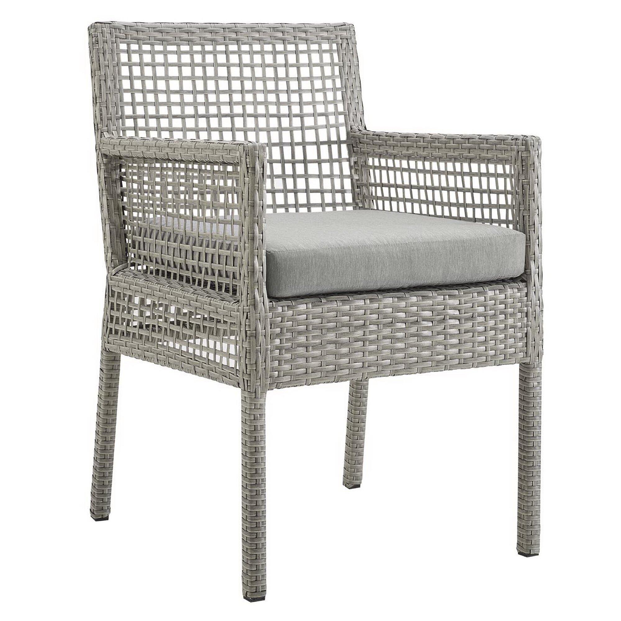 Modway Aura Outdoor Dining Table and 6 Chairs, Gray/Gray, large