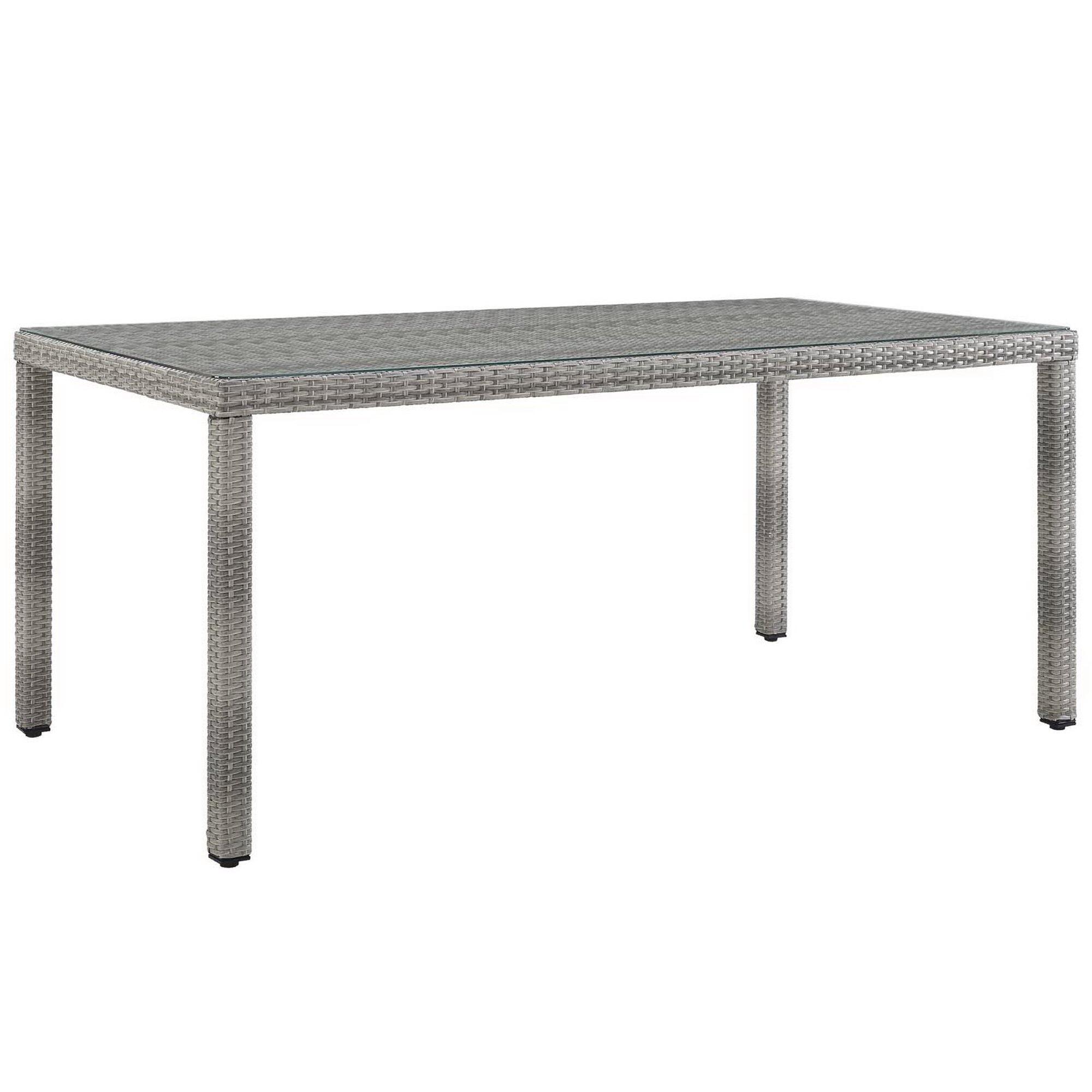 Modway Aura Outdoor Dining Table and 6 Chairs, Gray/Gray, large