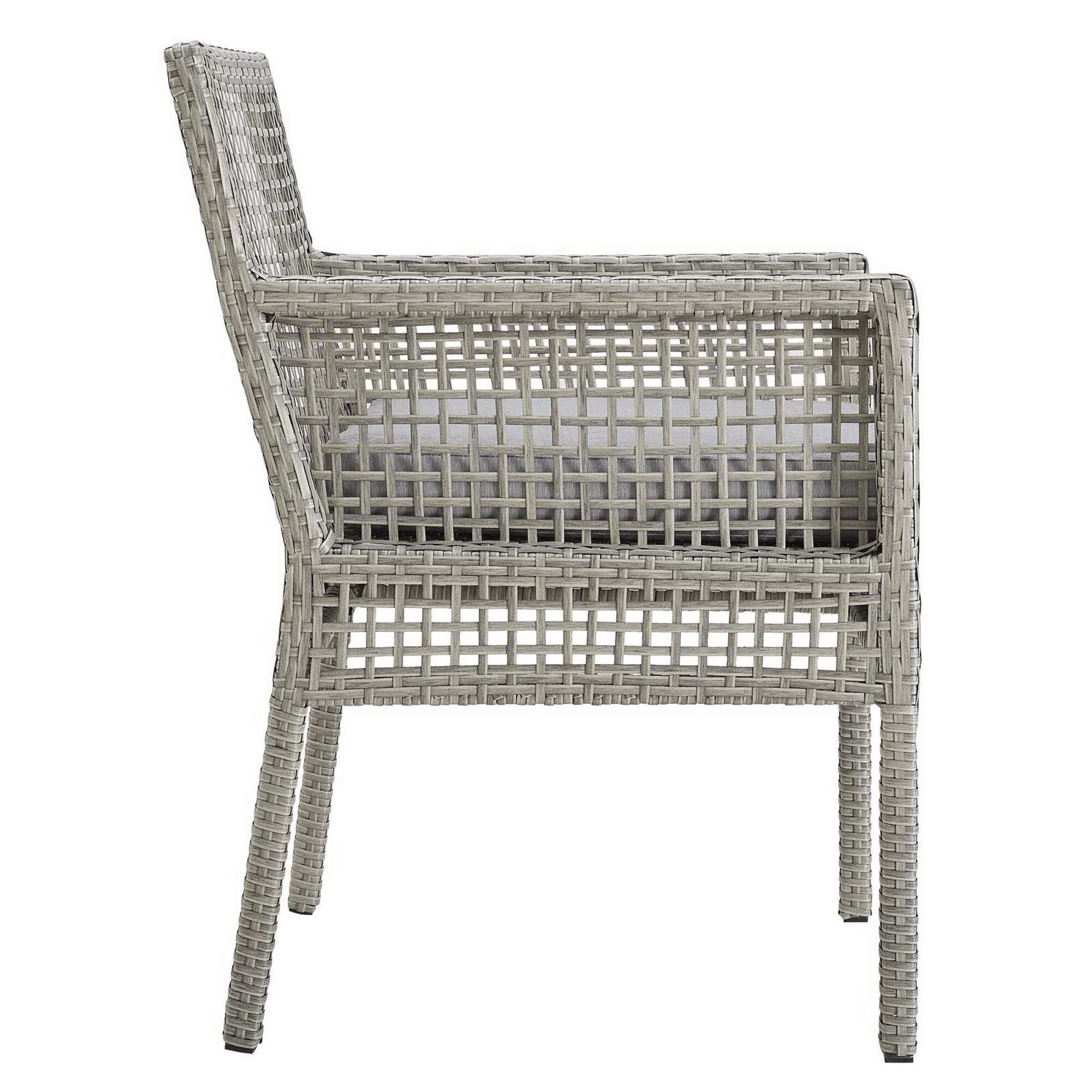 Modway Aura Outdoor Dining Table and 6 Chairs, Gray/Gray, large