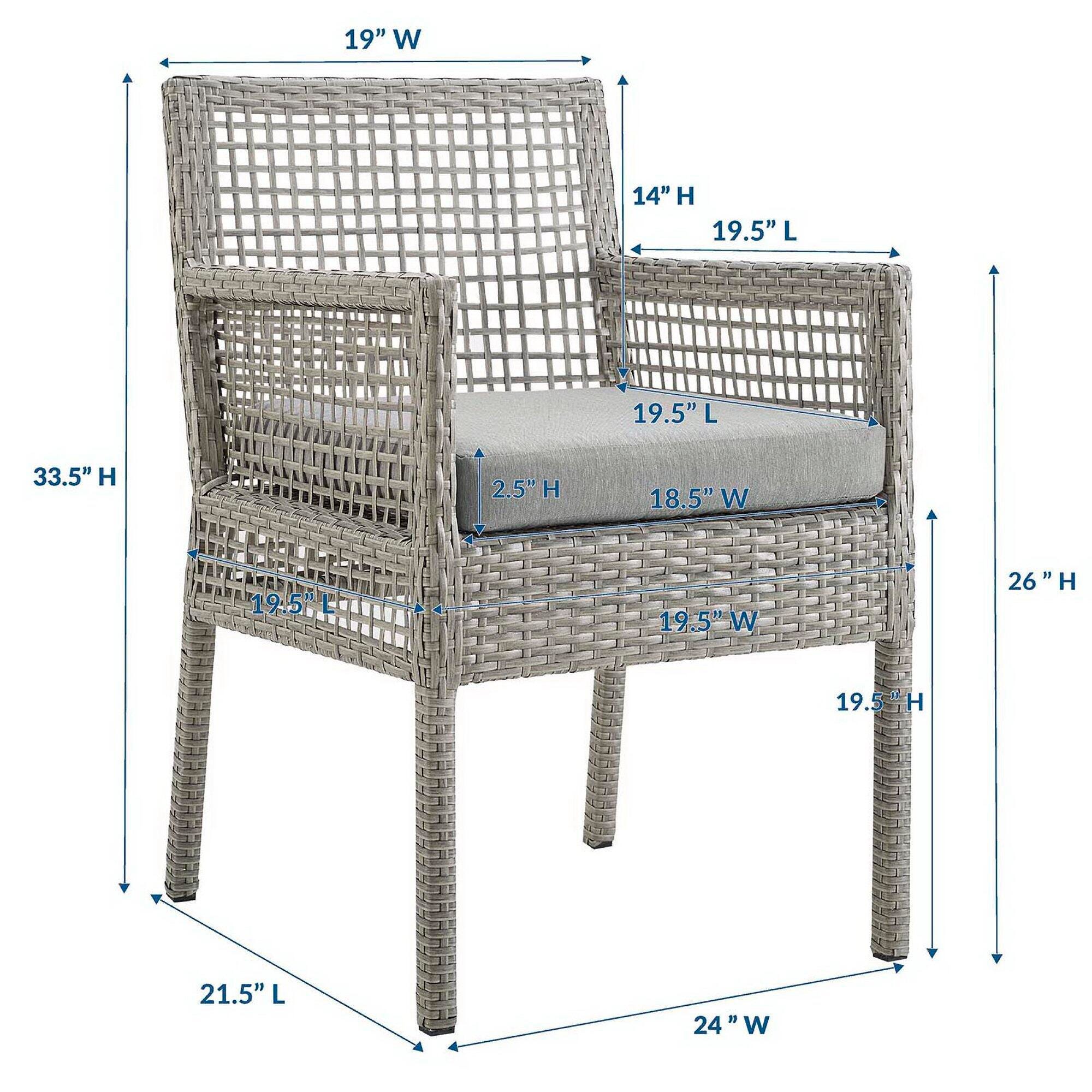 Modway Aura Outdoor Dining Table and 6 Chairs, Gray/Gray, large