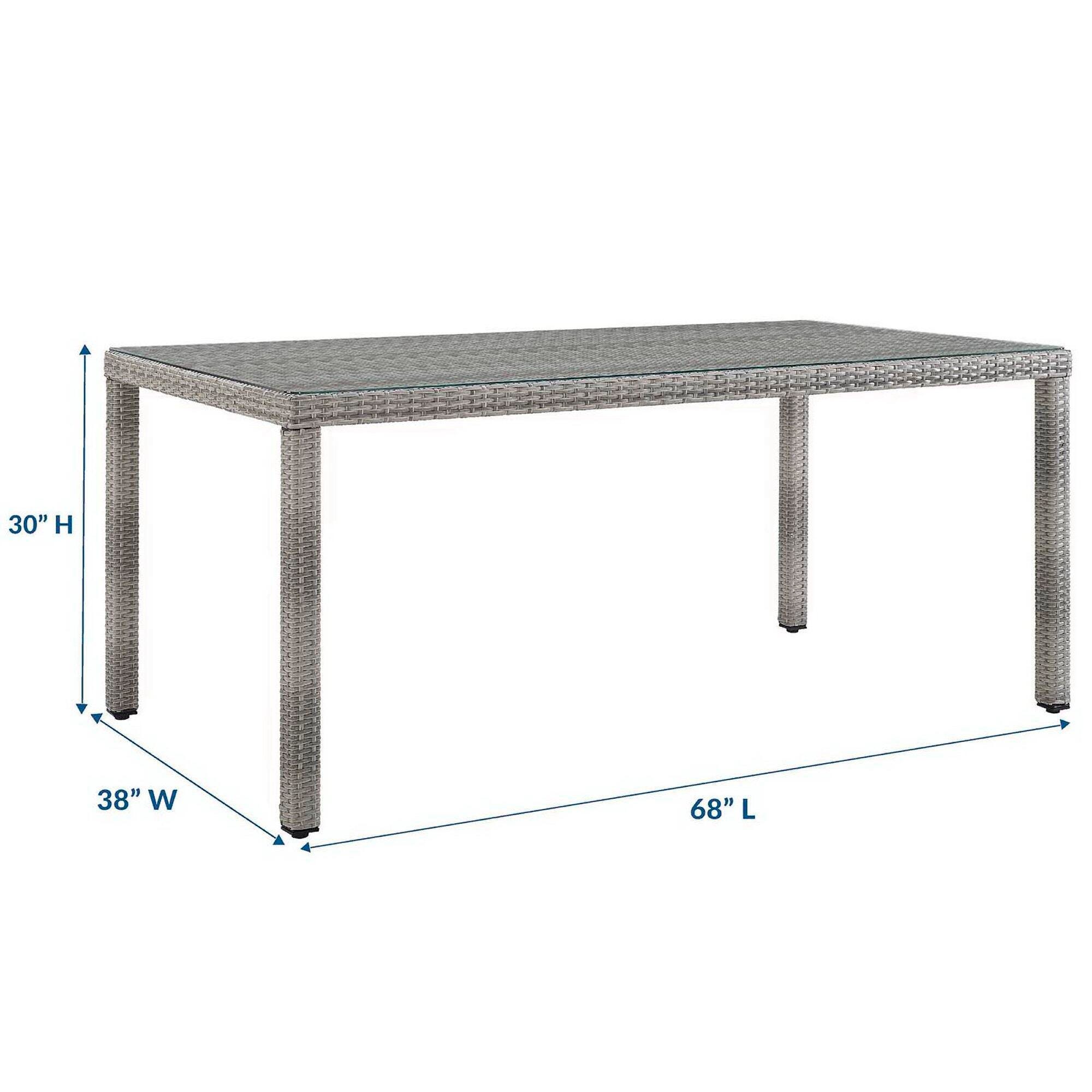 Modway Aura Outdoor Dining Table and 6 Chairs, Gray/Gray, large