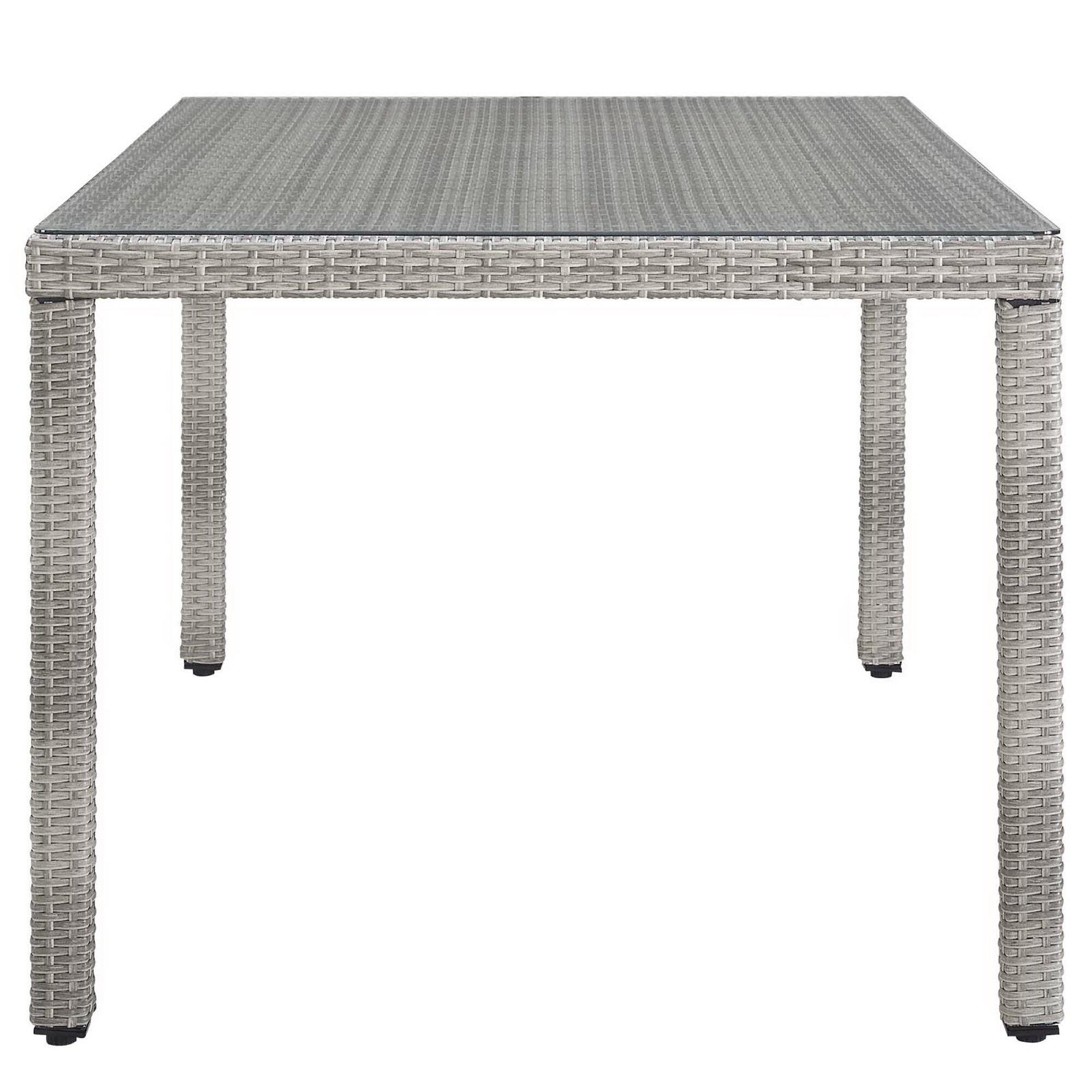 Modway Aura Outdoor Dining Table and 6 Chairs, Gray/Navy, large