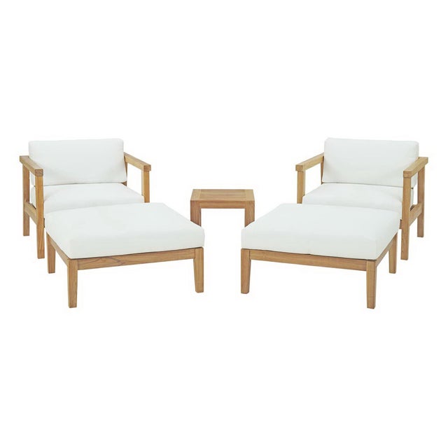 Modway Bayport Outdoor Armchairs with Ottoman and Side Table