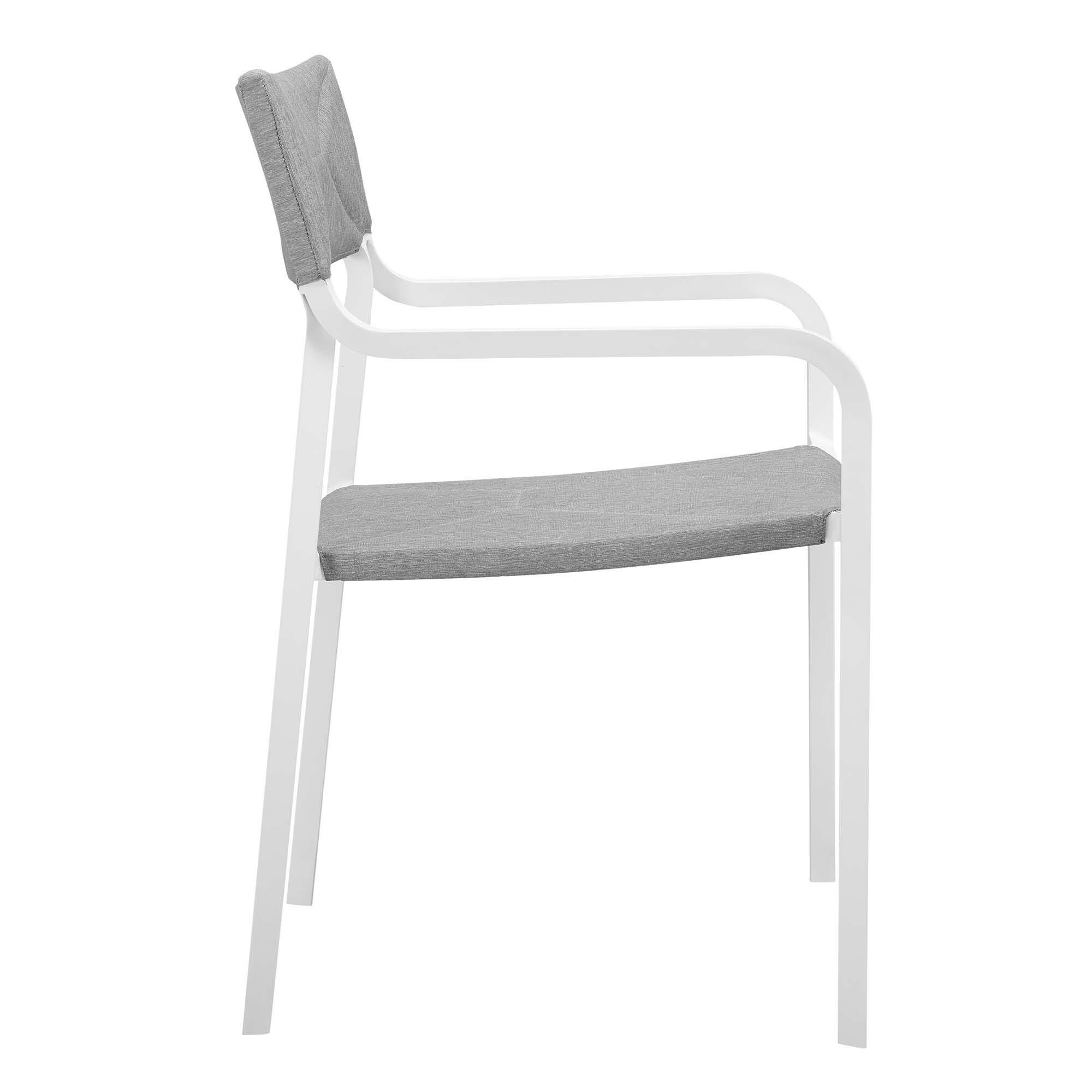 Modway Raleigh Outdoor Dining Table and 4 Chairs, White/Gray, large