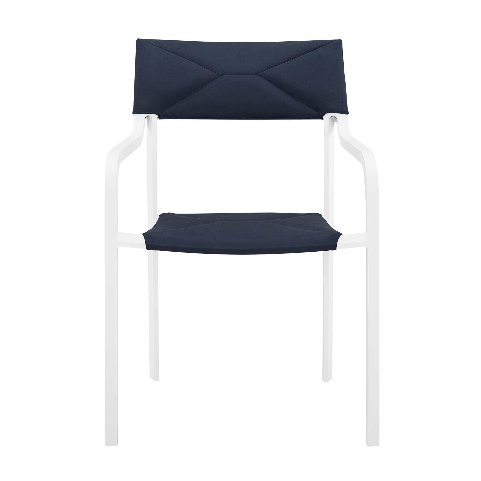 Modway Raleigh Outdoor Dining Table and 4 Chairs, White/Navy, large
