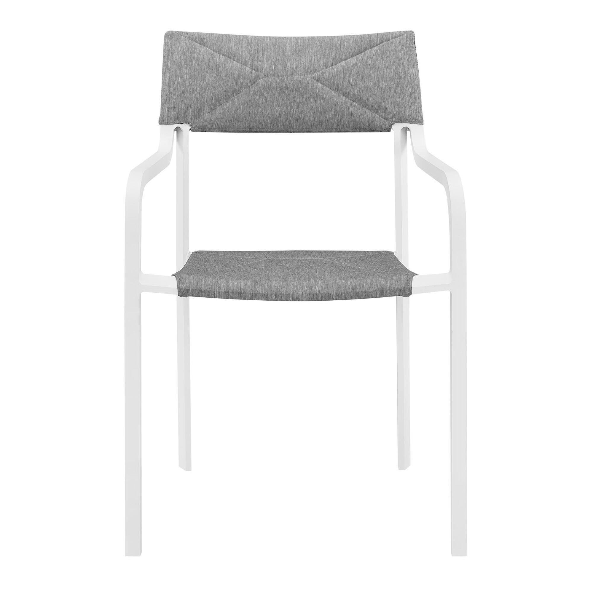 Modway Raleigh Outdoor Dining Table and 6 Chairs, White/Gray, large