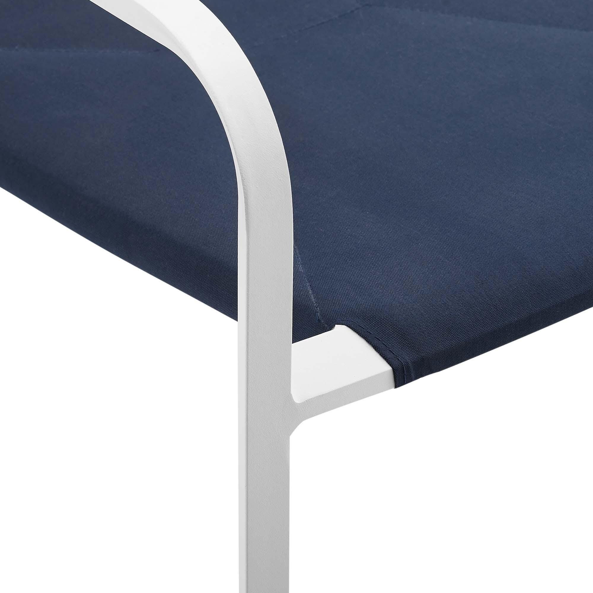 Modway Raleigh Outdoor Dining Table and 6 Chairs, White/Navy, large