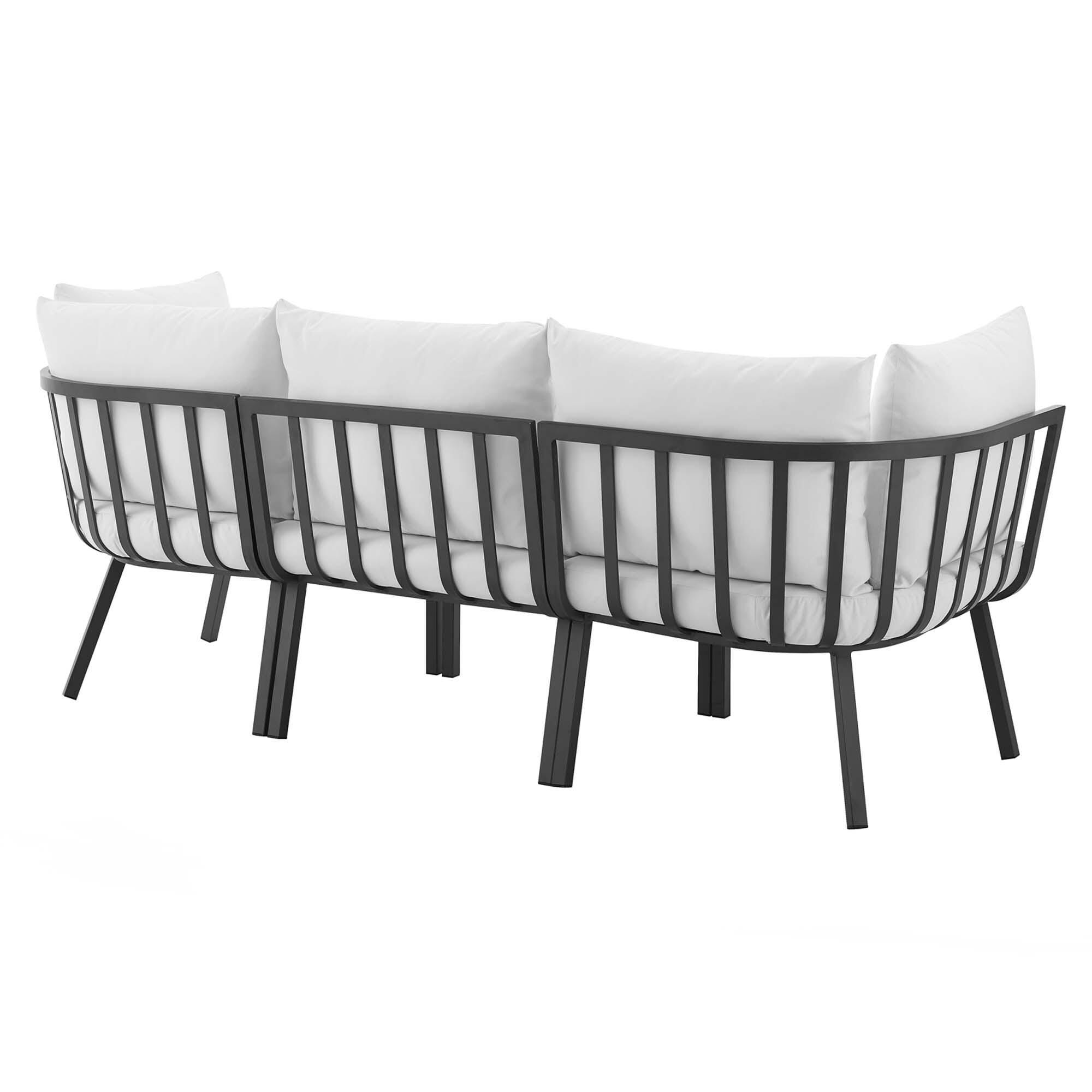 Modway Riverside 3-Piece Outdoor Sectional, Gray/White, large