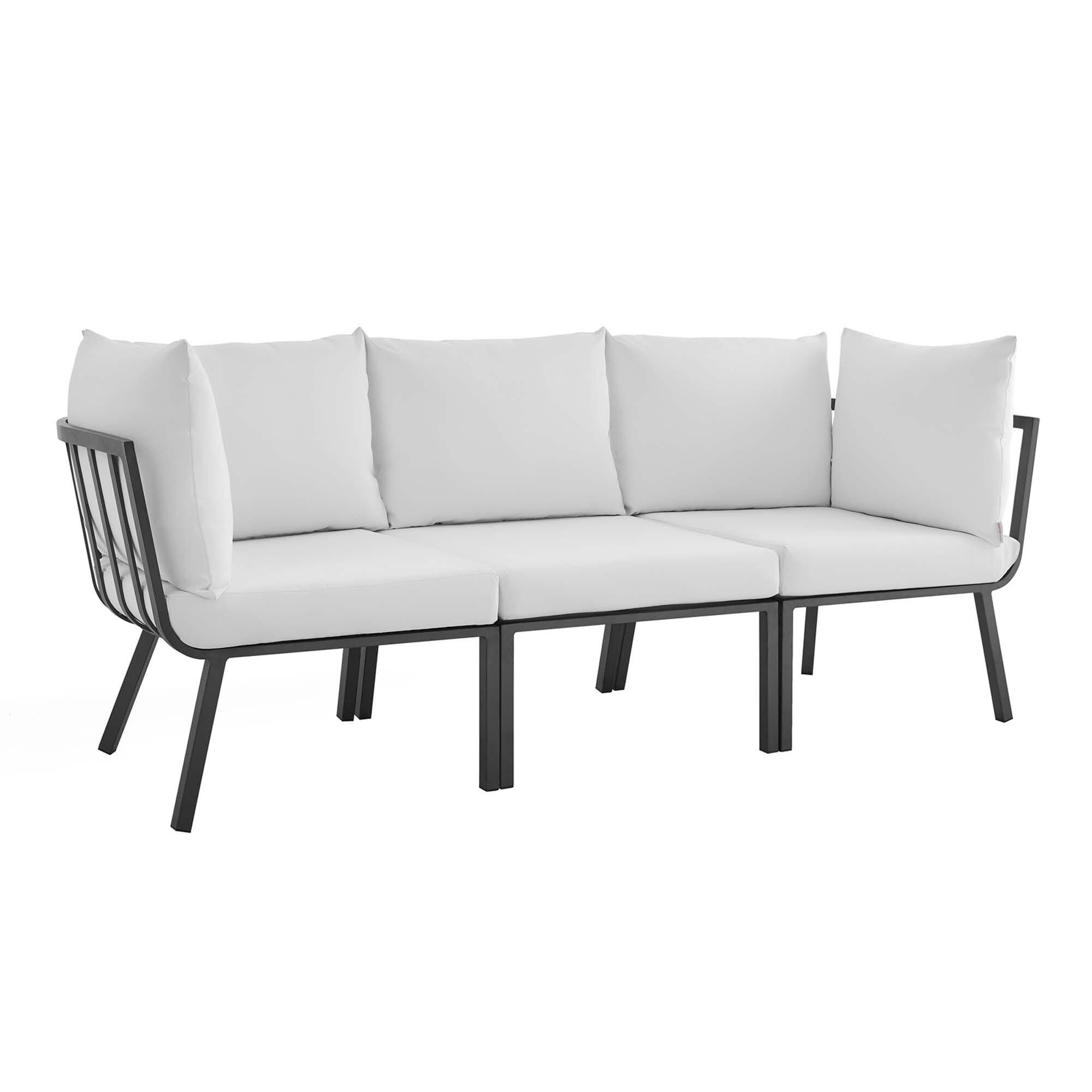 Modway Riverside 3-Piece Outdoor Sectional, Gray/White, large