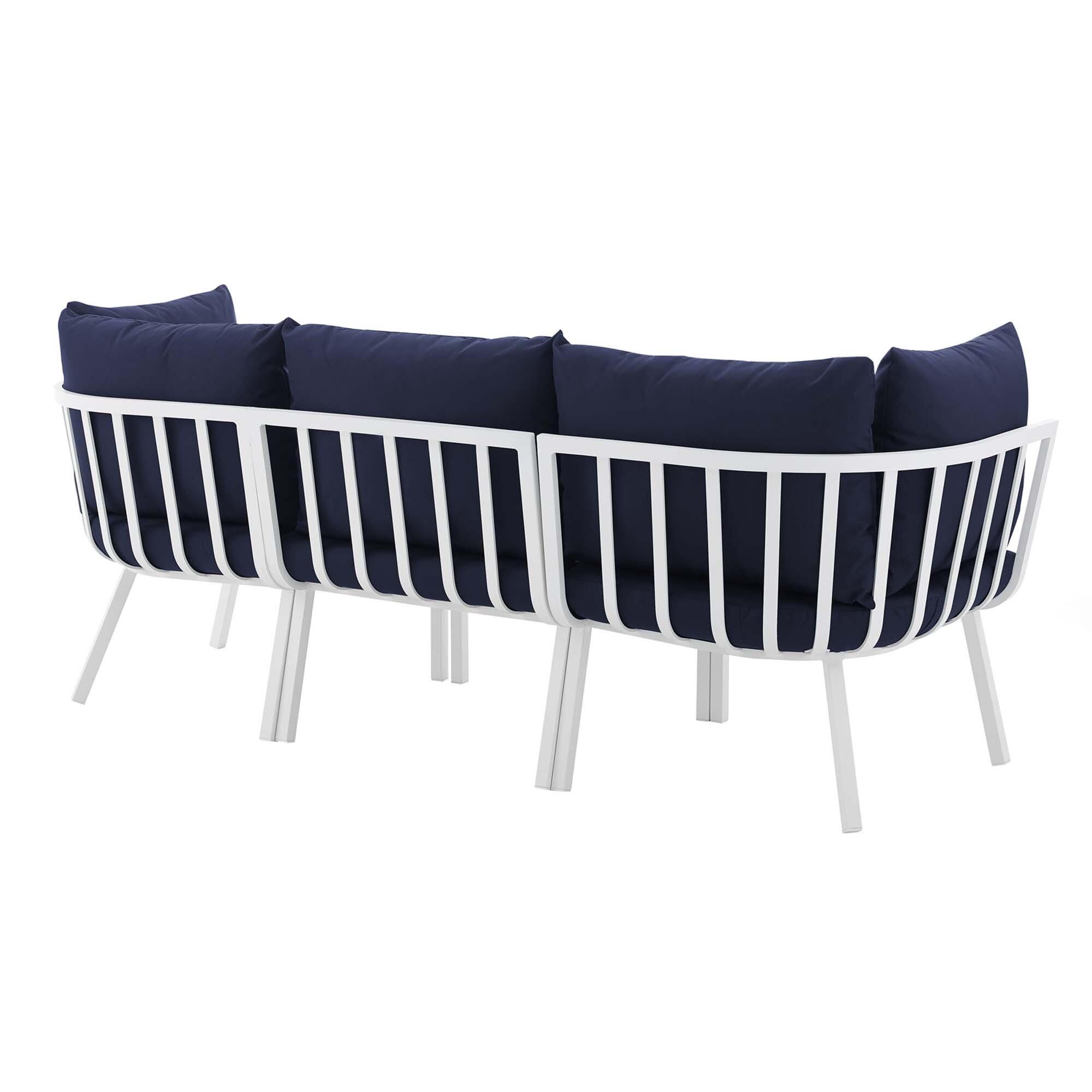 Modway Riverside 3-Piece Outdoor Sectional, White/Navy, large