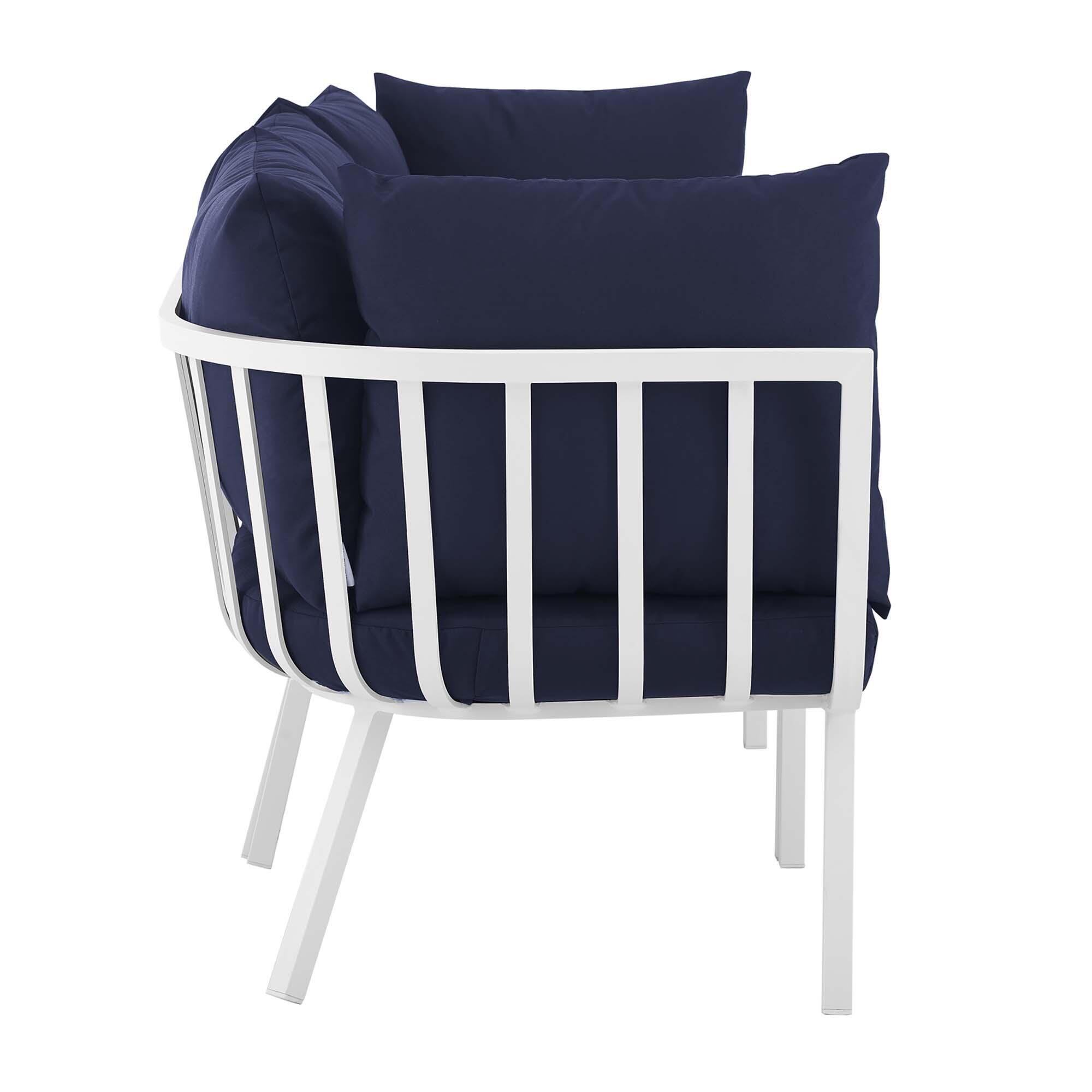 Modway Riverside 3-Piece Outdoor Sectional, White/Navy, large