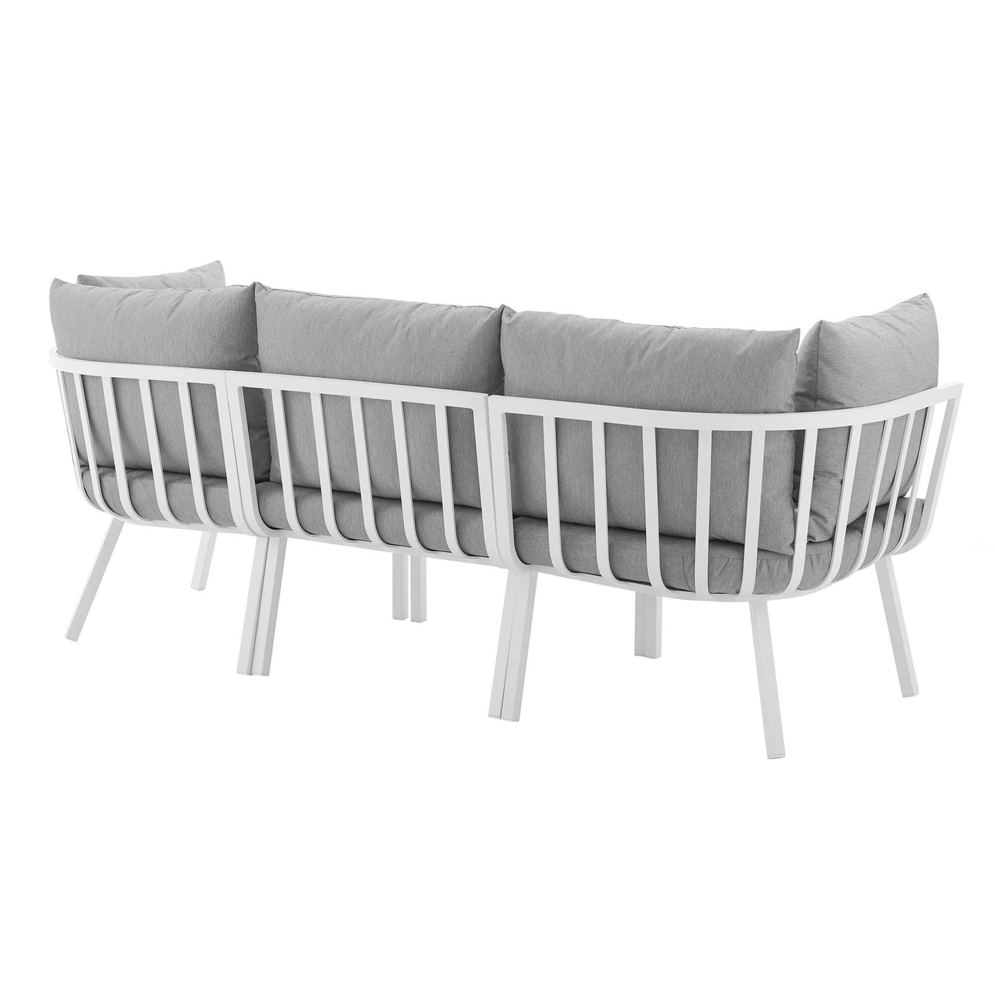 Modway Riverside 3-Piece Outdoor Sectional, White/Gray, large