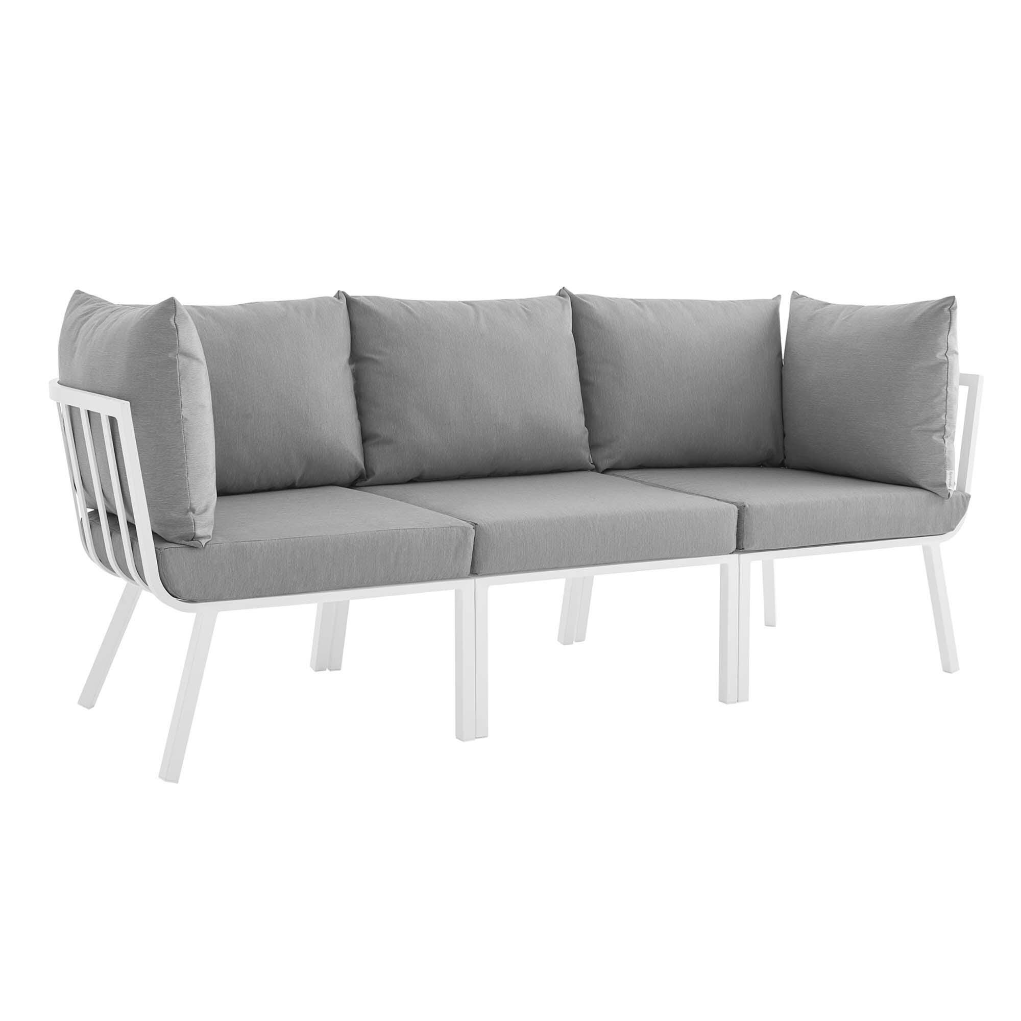 Modway Riverside 3-Piece Outdoor Sectional, White/Gray, large