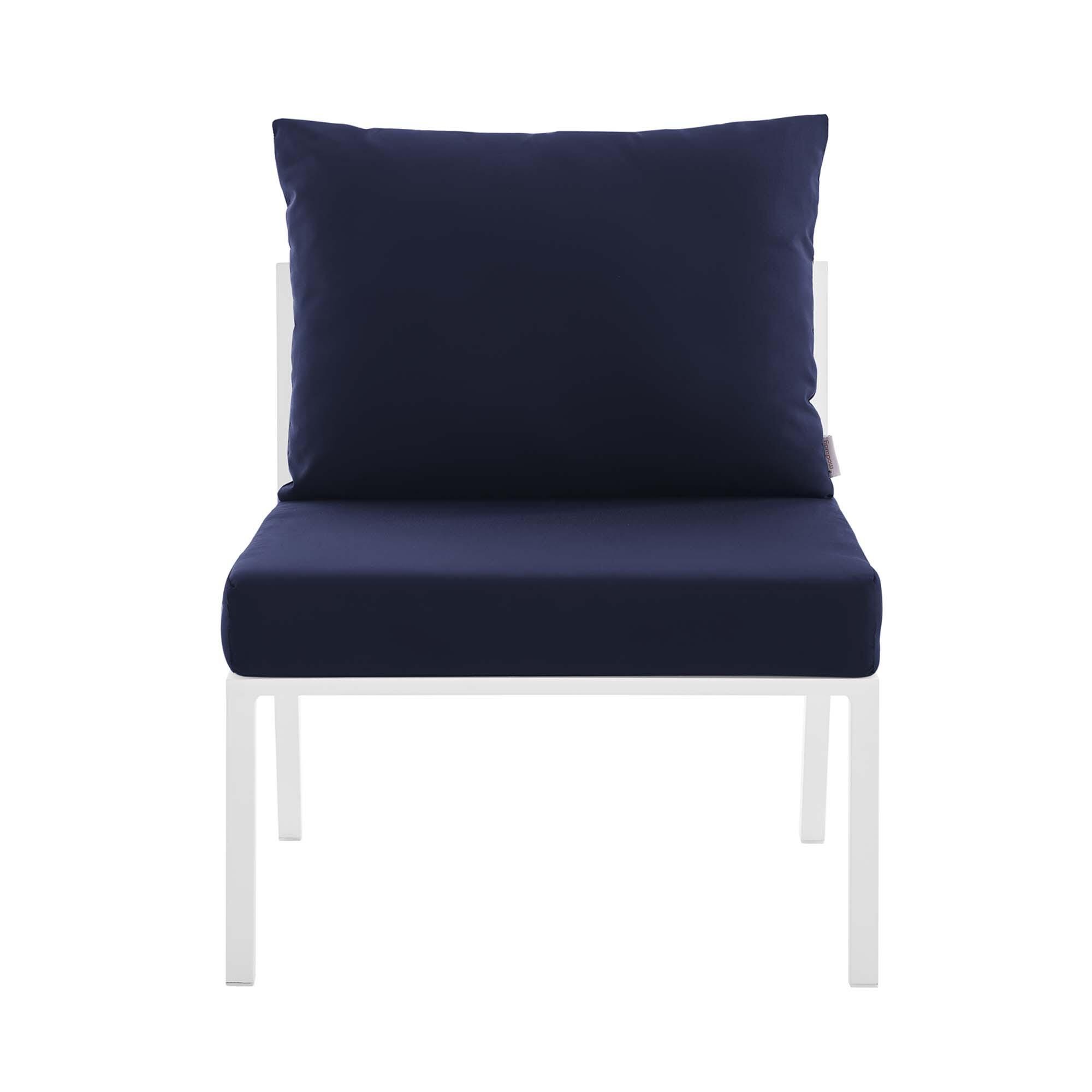 Modway Riverside 4-Piece Outdoor Sectional, White/Navy, large