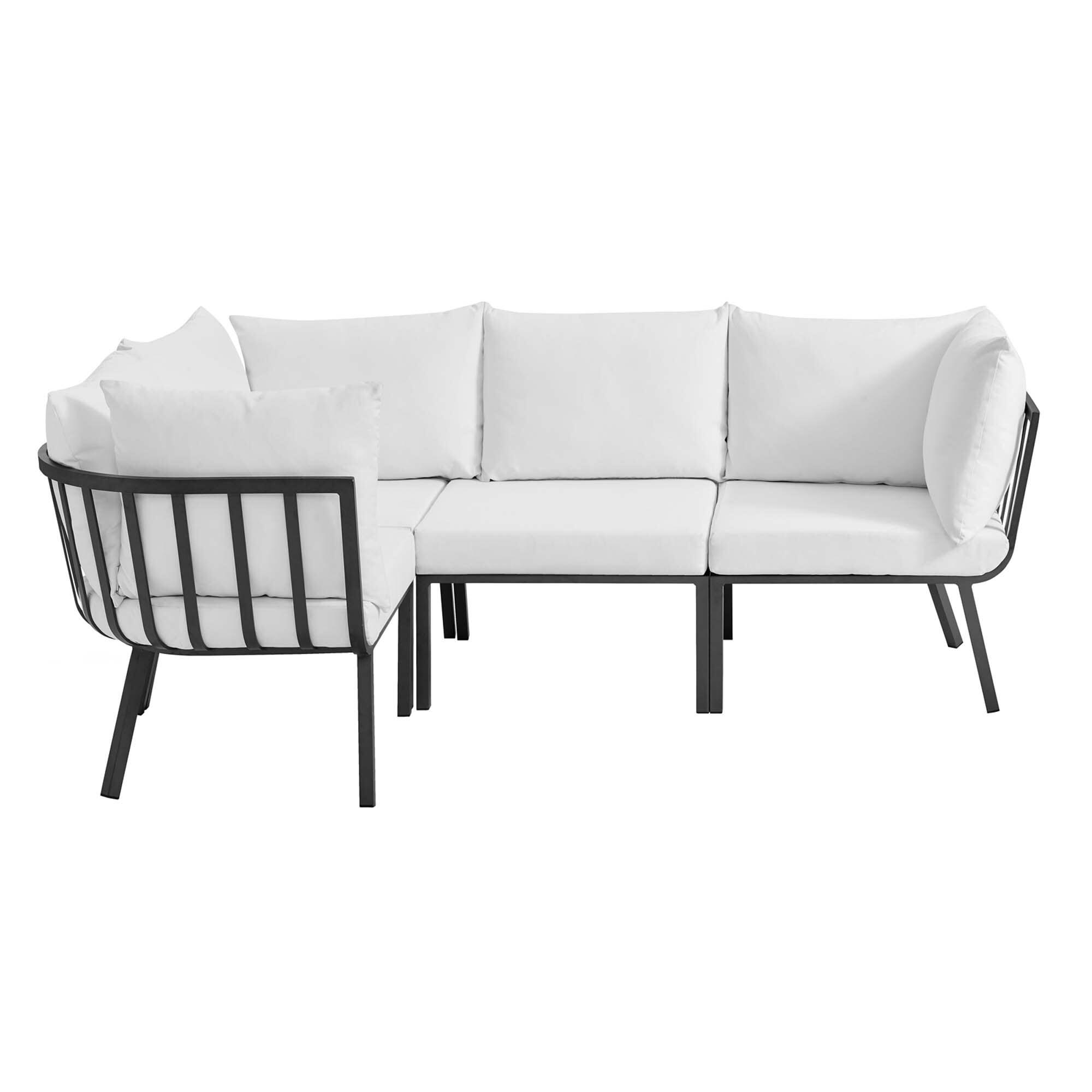 Modway Riverside 4-Piece Outdoor Sectional, Gray/White, large