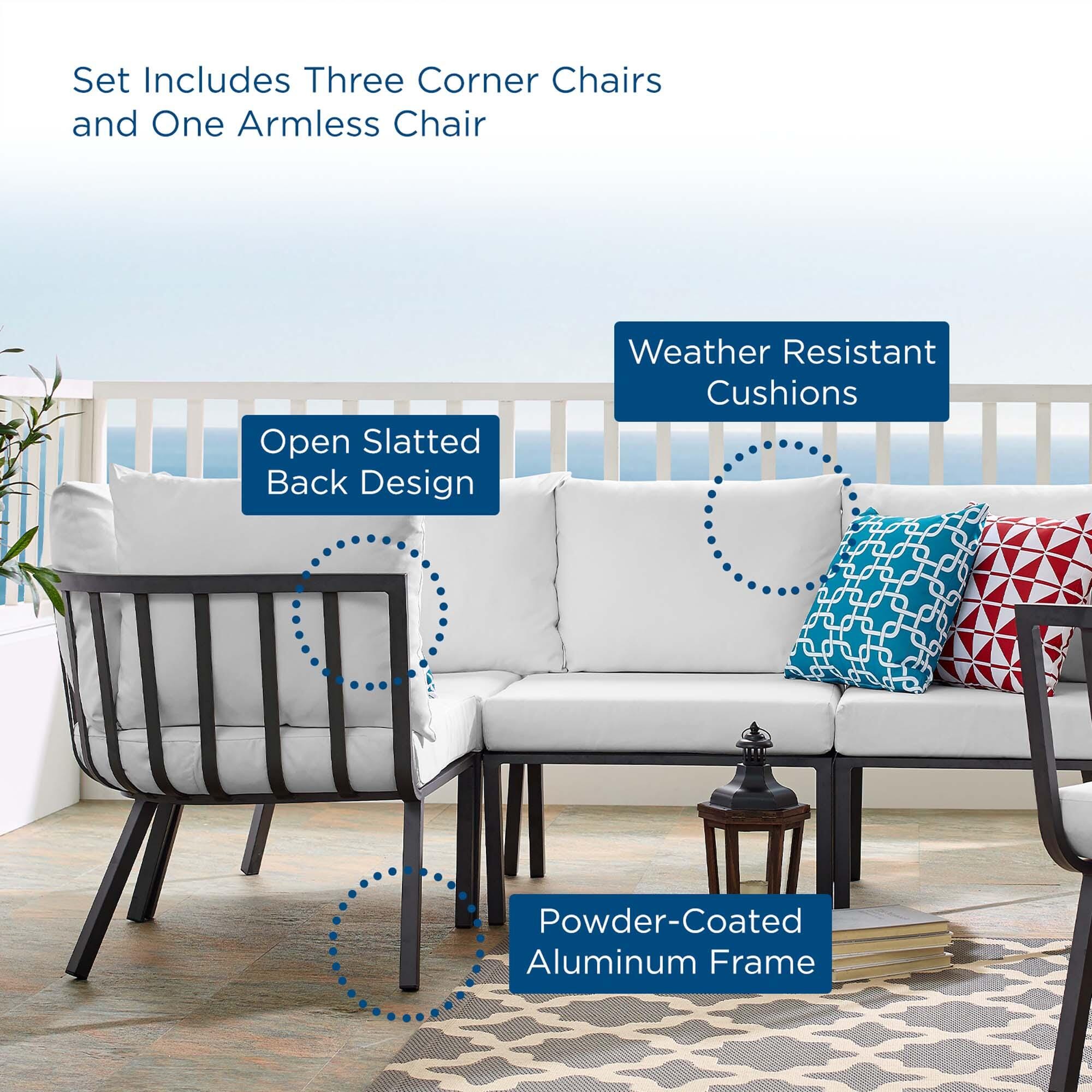 Modway Riverside 4-Piece Outdoor Sectional, Gray/White, large