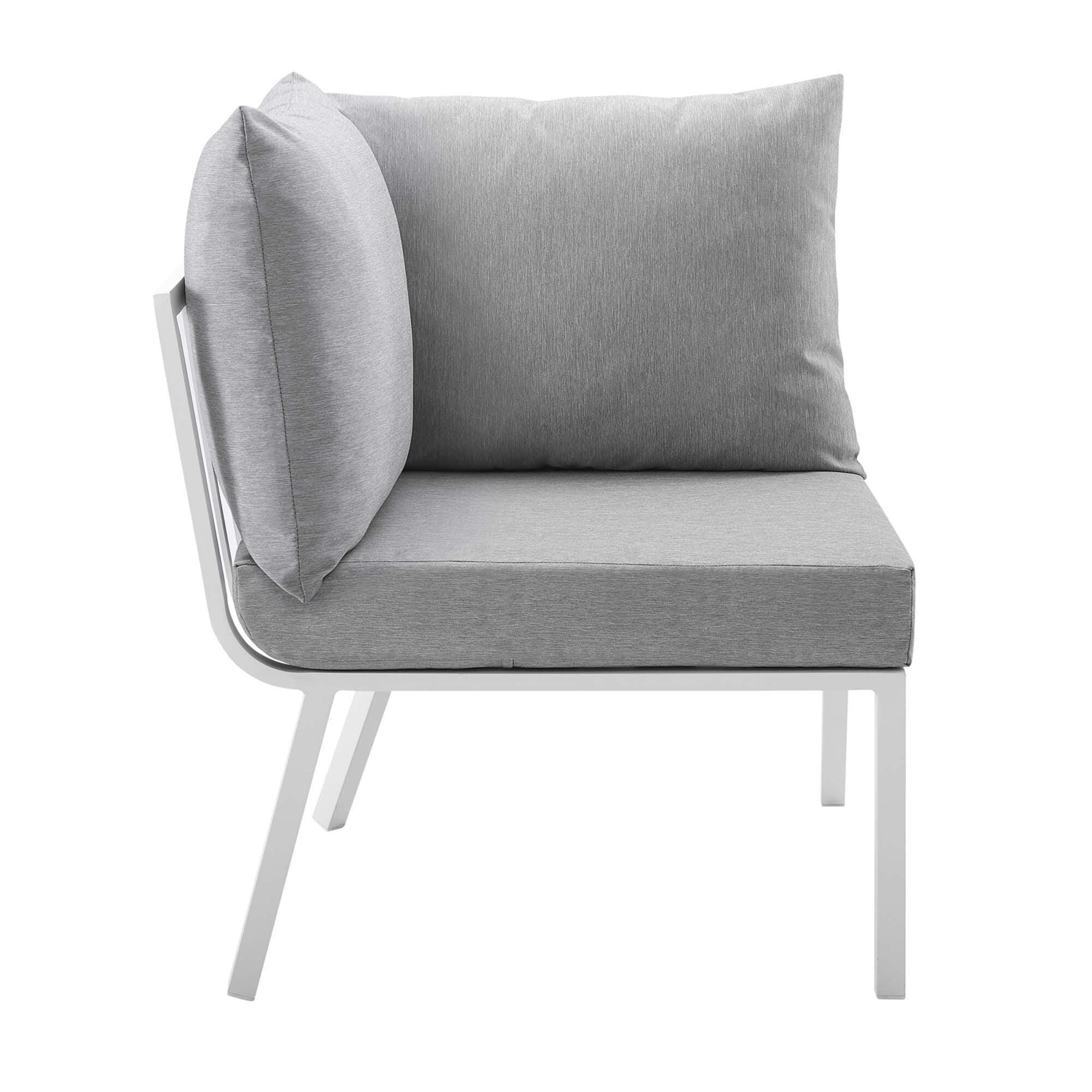 Modway Riverside Outdoor Loveseat and 2 Armchair, White/Gray, large