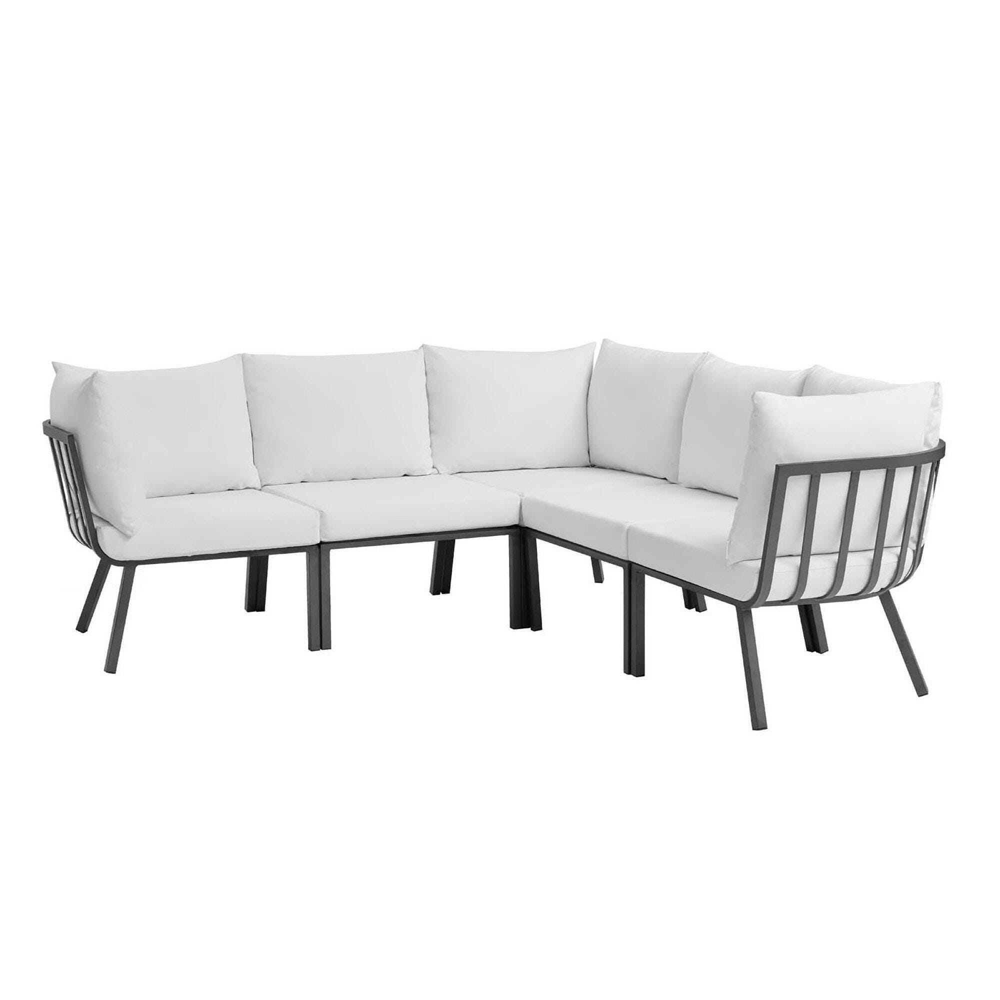 Modway Riverside 5-Piece Outdoor Sectional, Gray/White, large