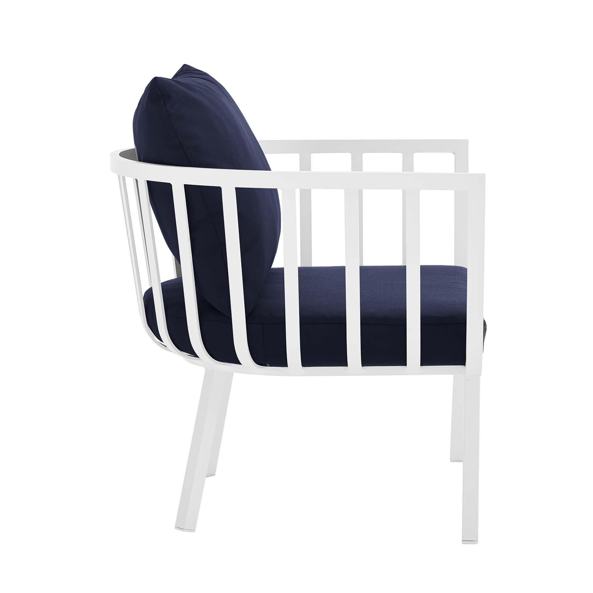 Modway Riverside 5-Piece Outdoor Patio Sectional Set, White/Navy, large