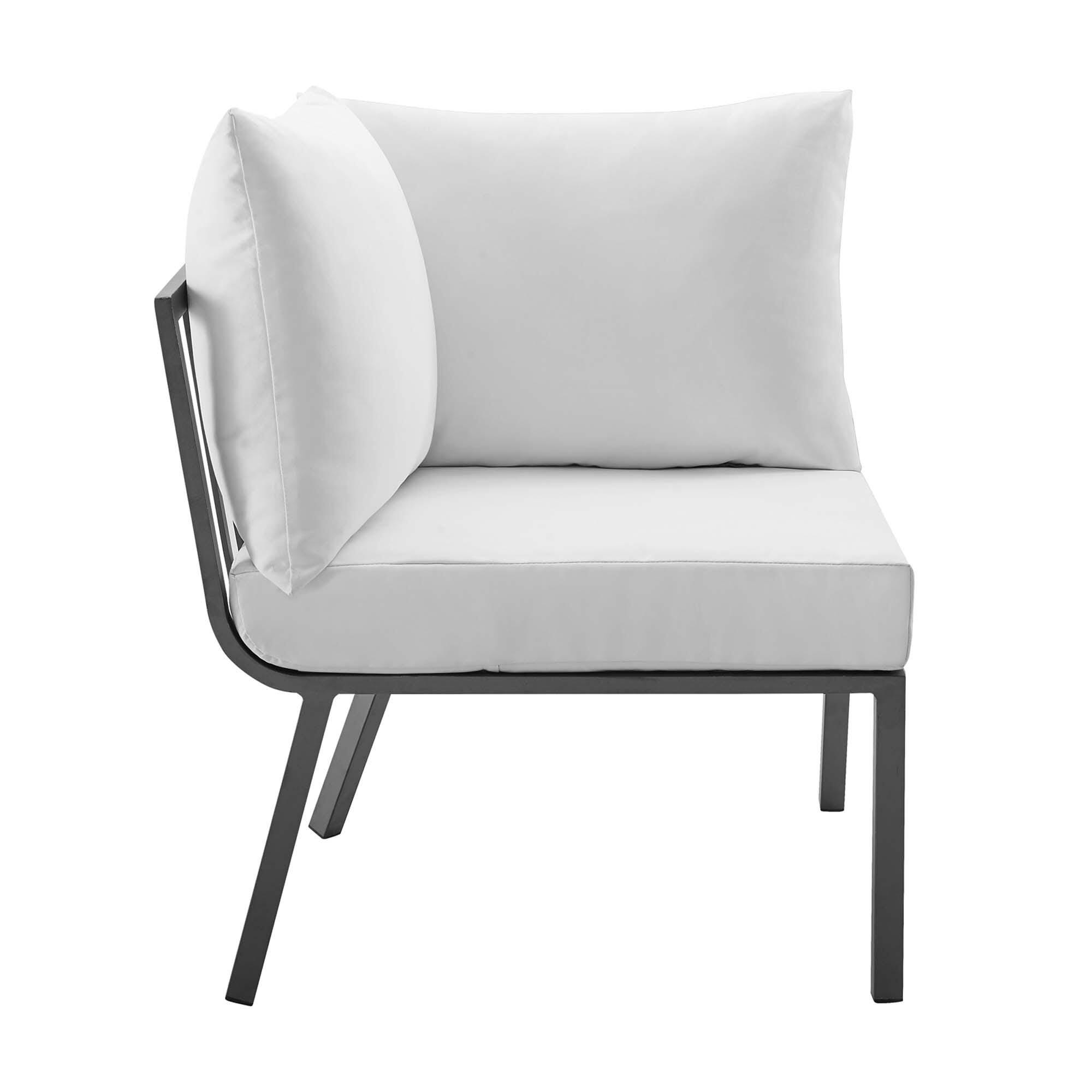 Modway Riverside 6-Piece Outdoor Sectional Set, Gray/White, large