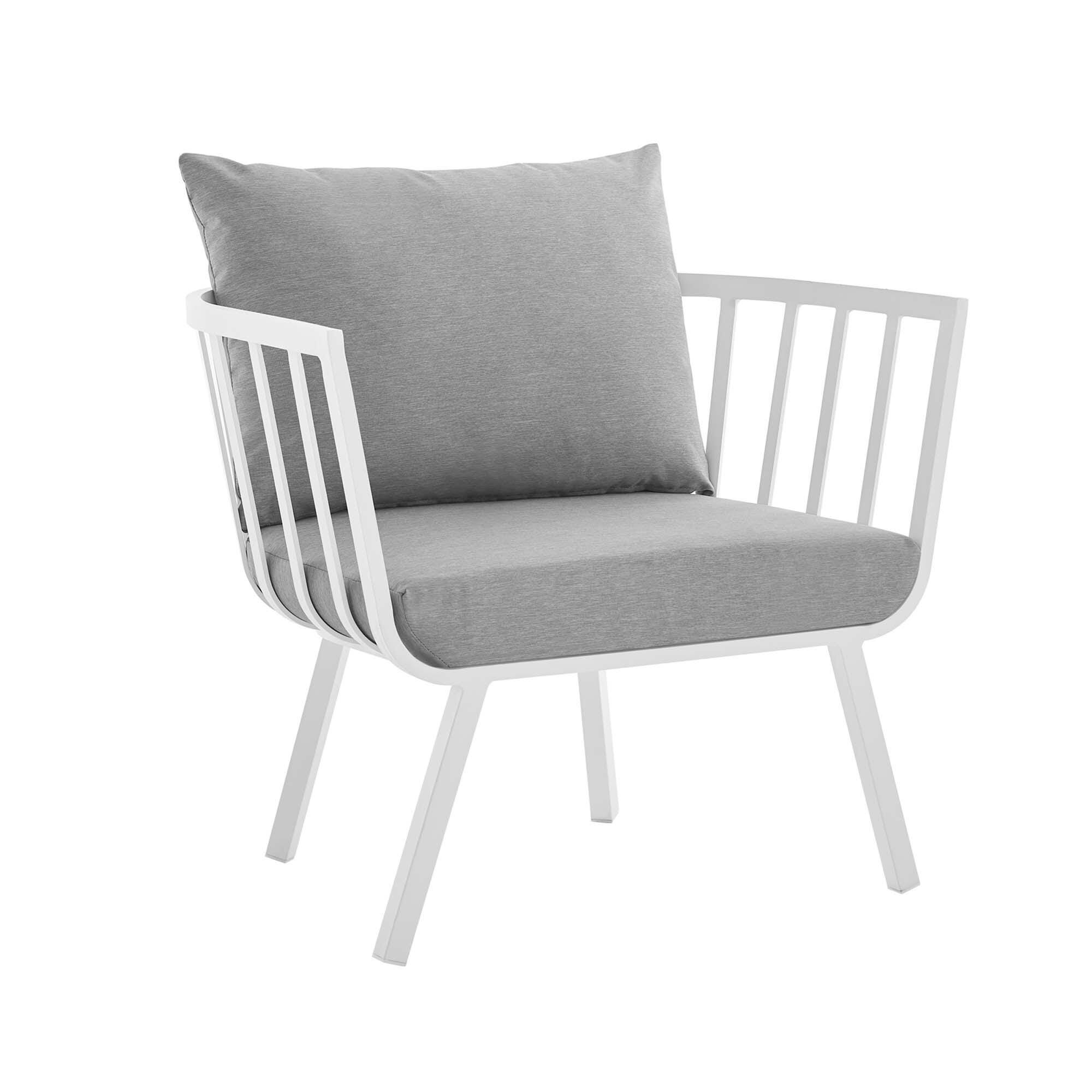 Modway Riverside 6-Piece Outdoor Sectional Set, White/Gray, large