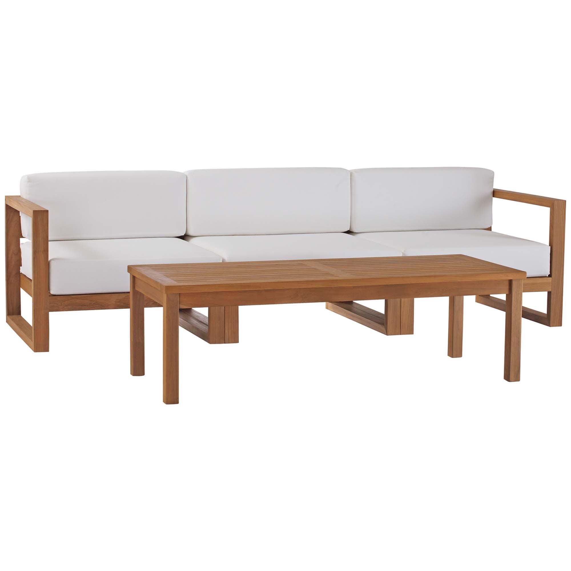 Modway Upland Outdoor Sofa with Coffee Table and 2 Armchairs, , large