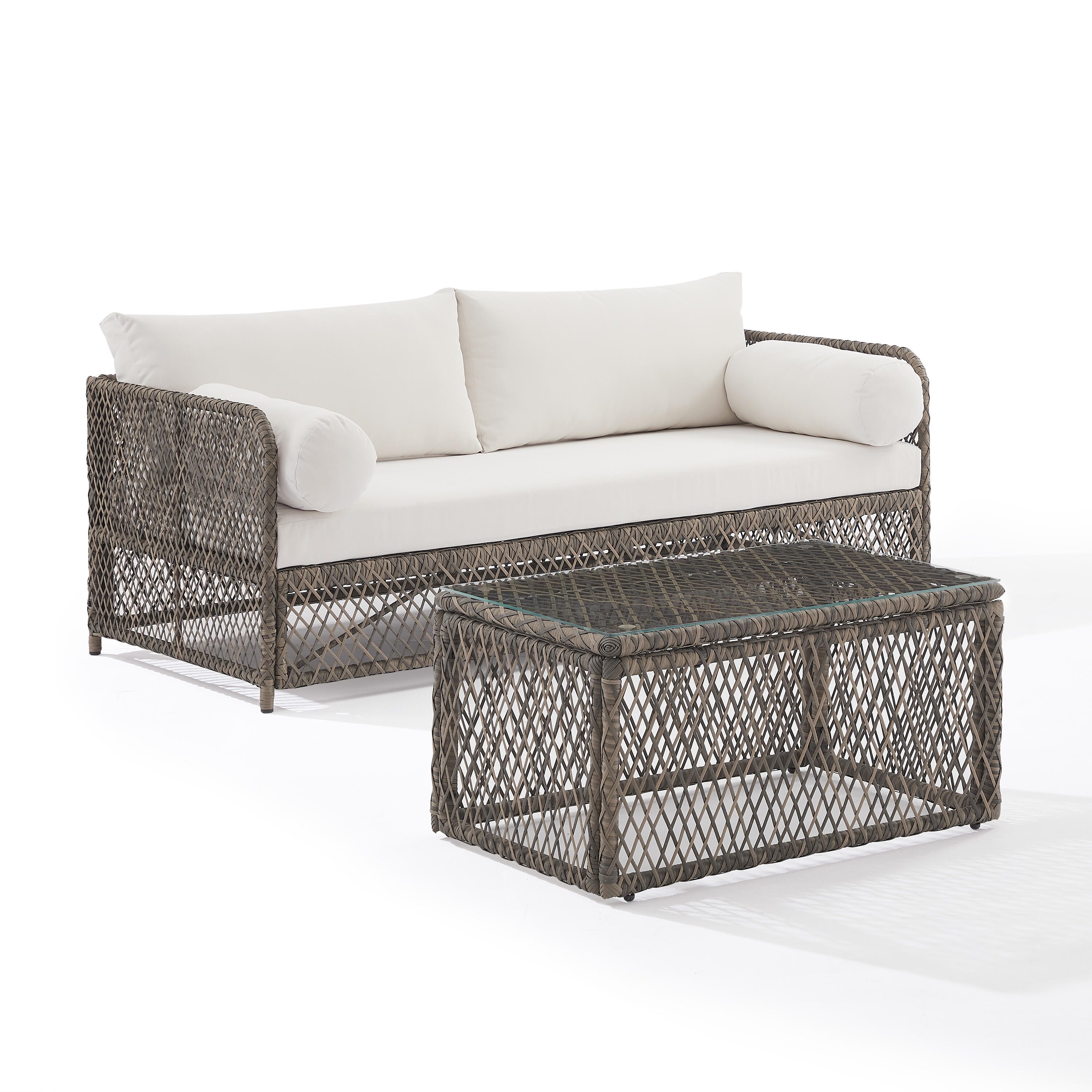 Crosley Furniture Granite Bay Outdoor Sofa with Coffee Table, , large