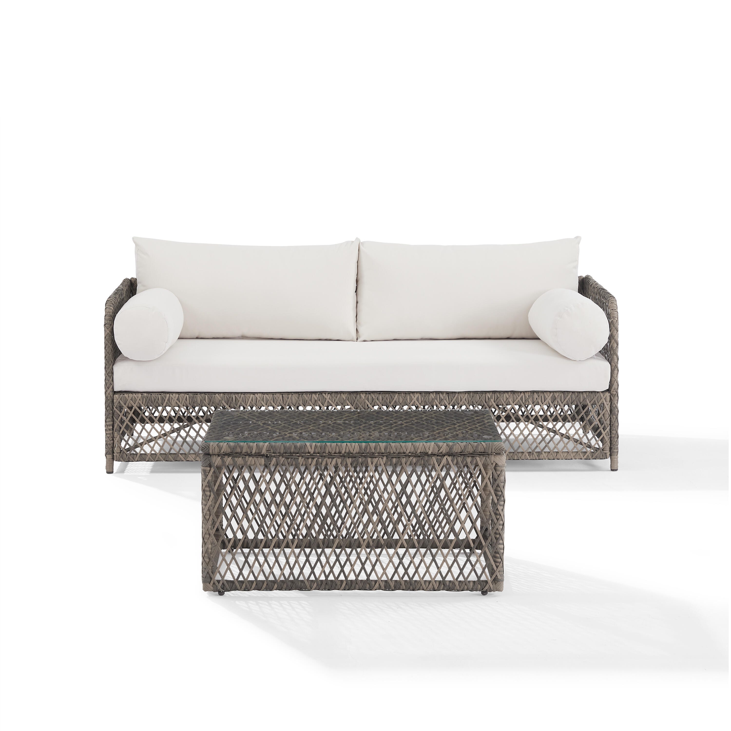 Crosley Furniture Granite Bay Outdoor Sofa with Coffee Table, , large