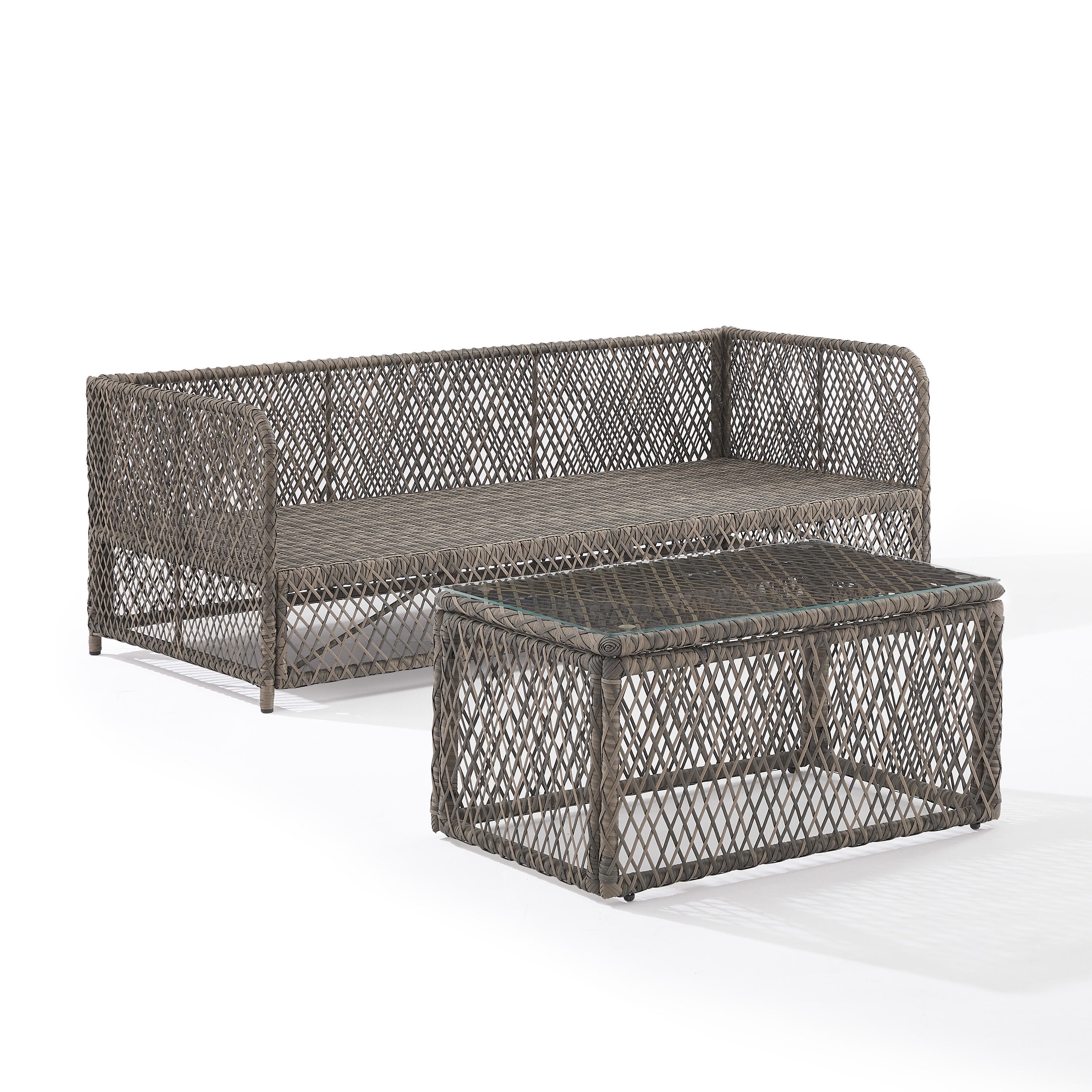 Crosley Furniture Granite Bay Outdoor Sofa with Coffee Table, , large