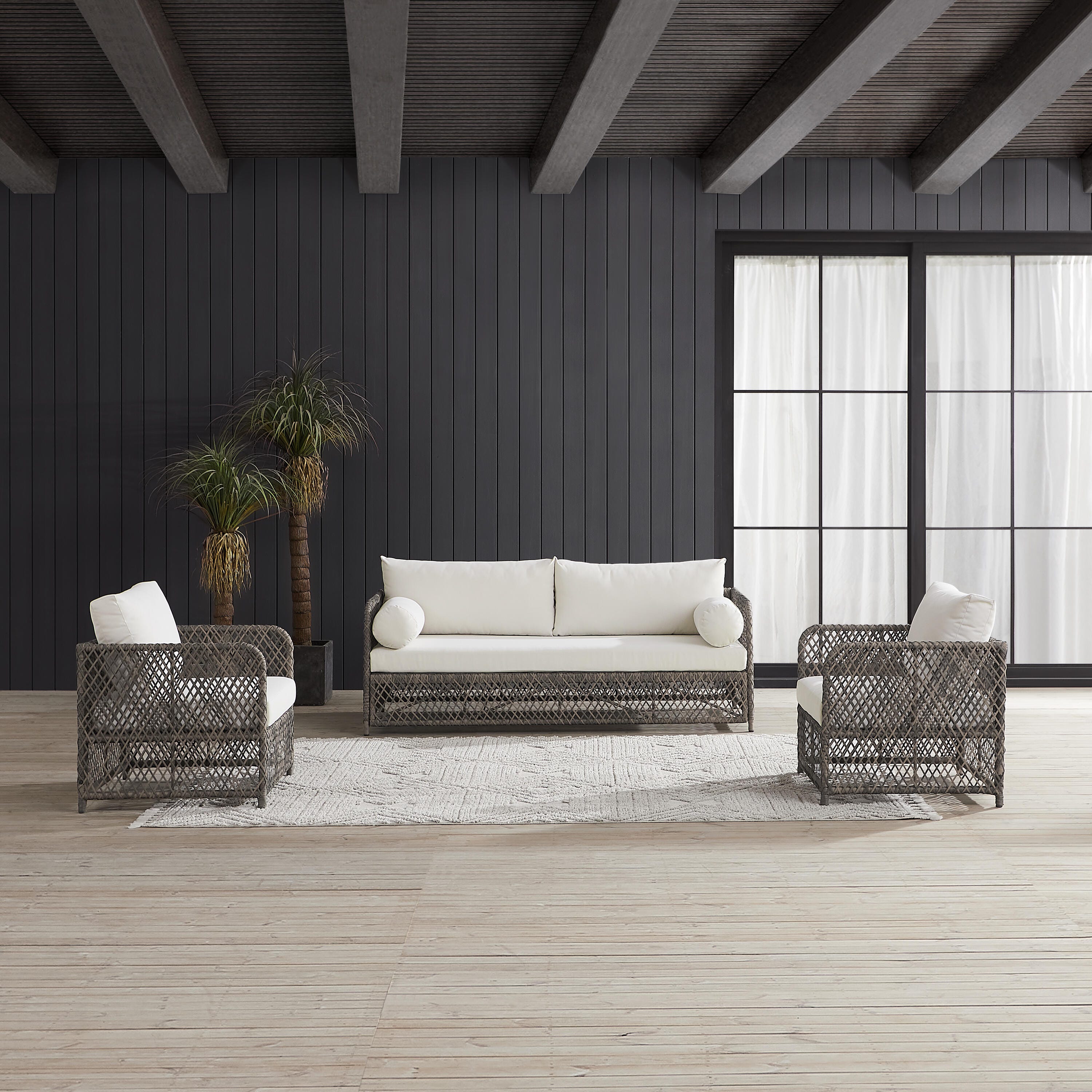 Crosley Furniture Granite Bay Outdoor Sofa and 2 Armchairs, , large