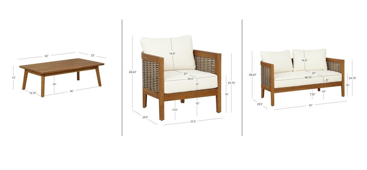 Linon Outdoor Loveseat Set with 2 Chairs, , large