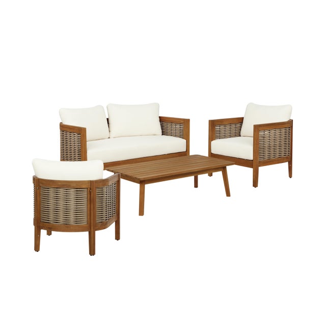 Linon Outdoor Loveseat Set with 2 Chairs