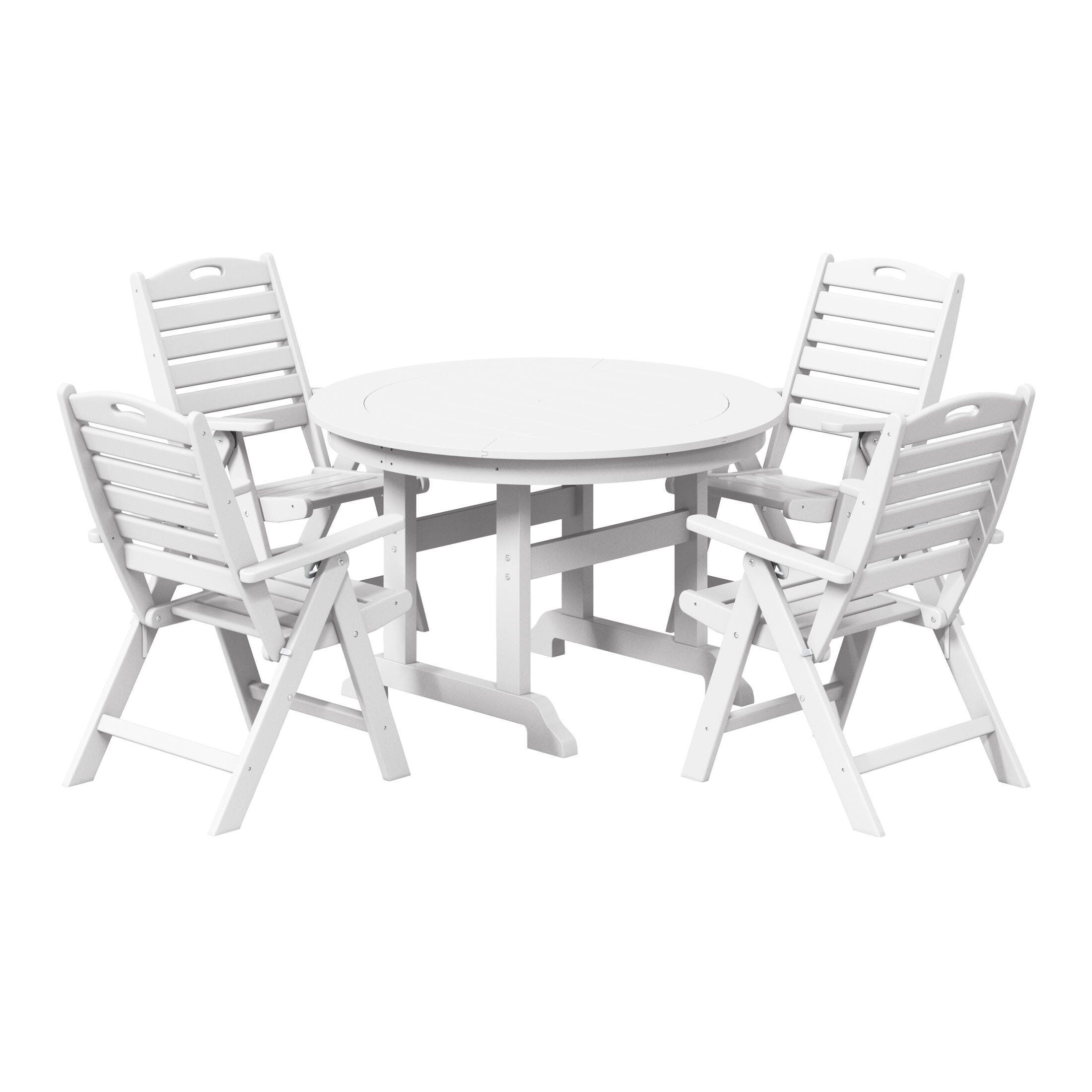 Westin Furniture Laguna Outdoor Round Dining Table and 4 Chairs, White, large