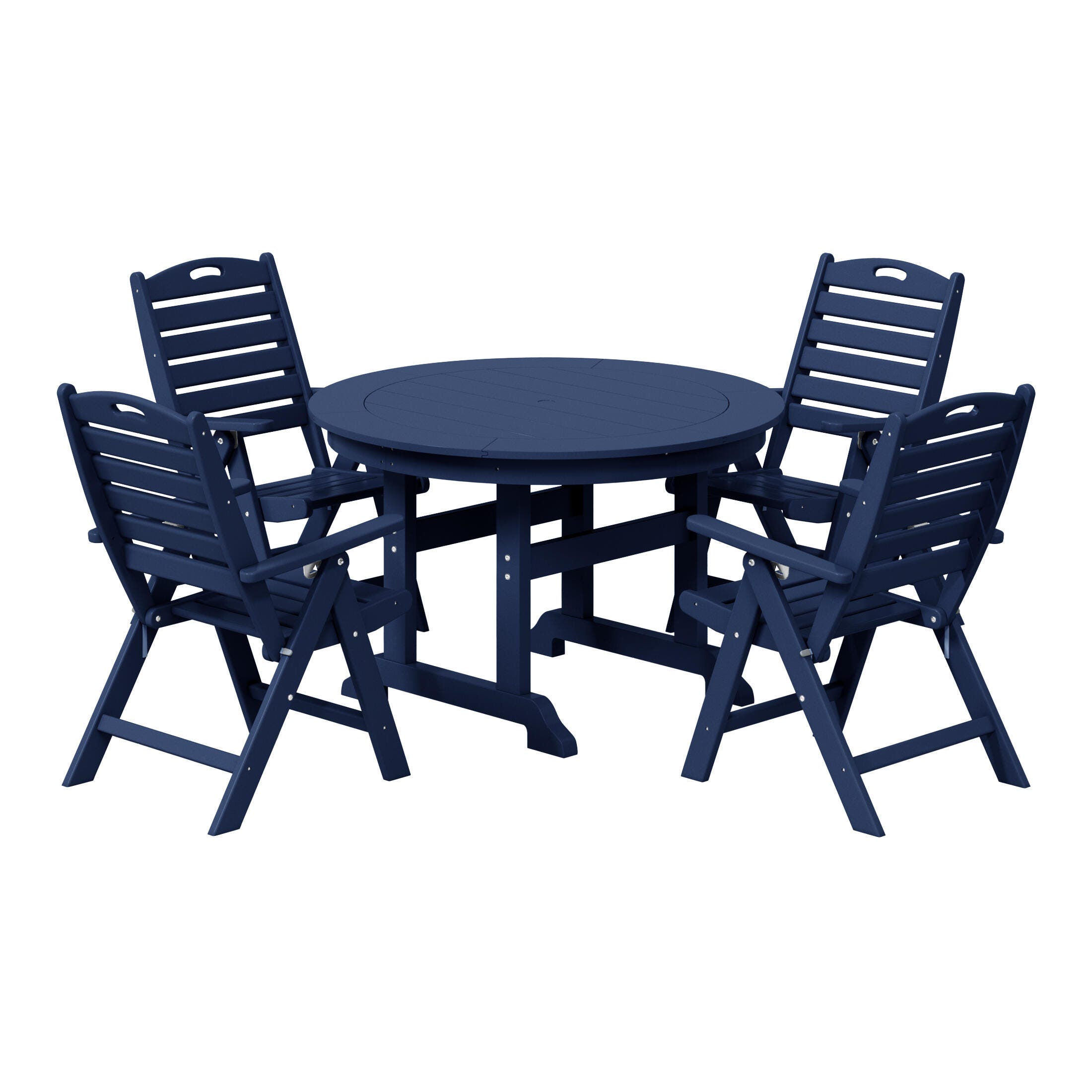 Westin Furniture Laguna Outdoor Round Dining Table and 4 Chairs, Navy Blue, large