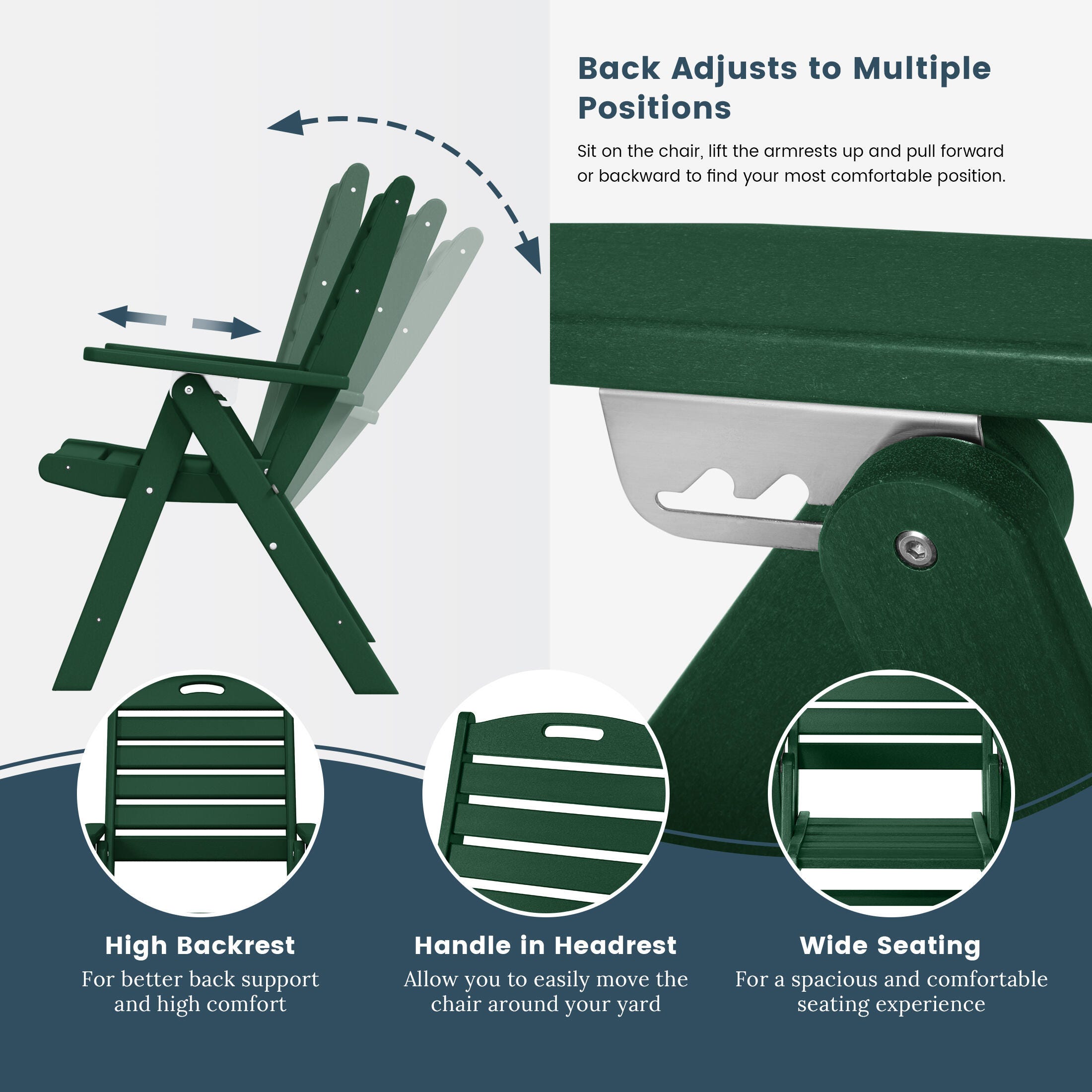 Westin Furniture Laguna Outdoor Round Dining Table and 4 Chairs, Dark Green, large